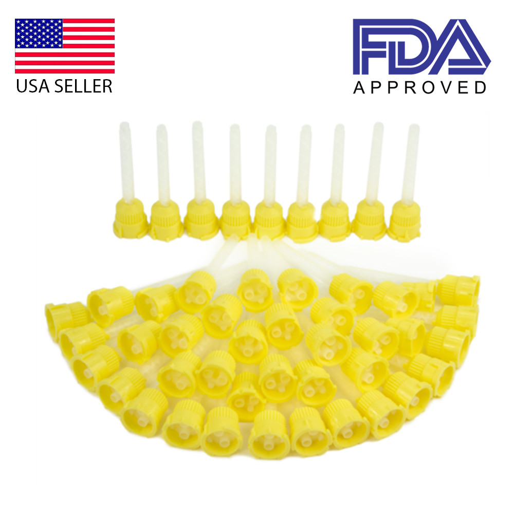 Heraeus Kulzer H P style 4.2mm Yellow Mixing (1:1) Tips 48/PK ORIGINAL MIXPAC
