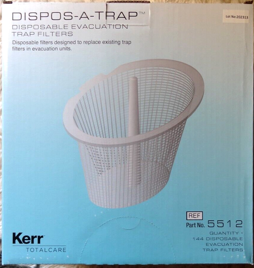 Kerr 5512 Dispos-A-Trap Disposable Evacuation Trap Filters ~ 144/Case