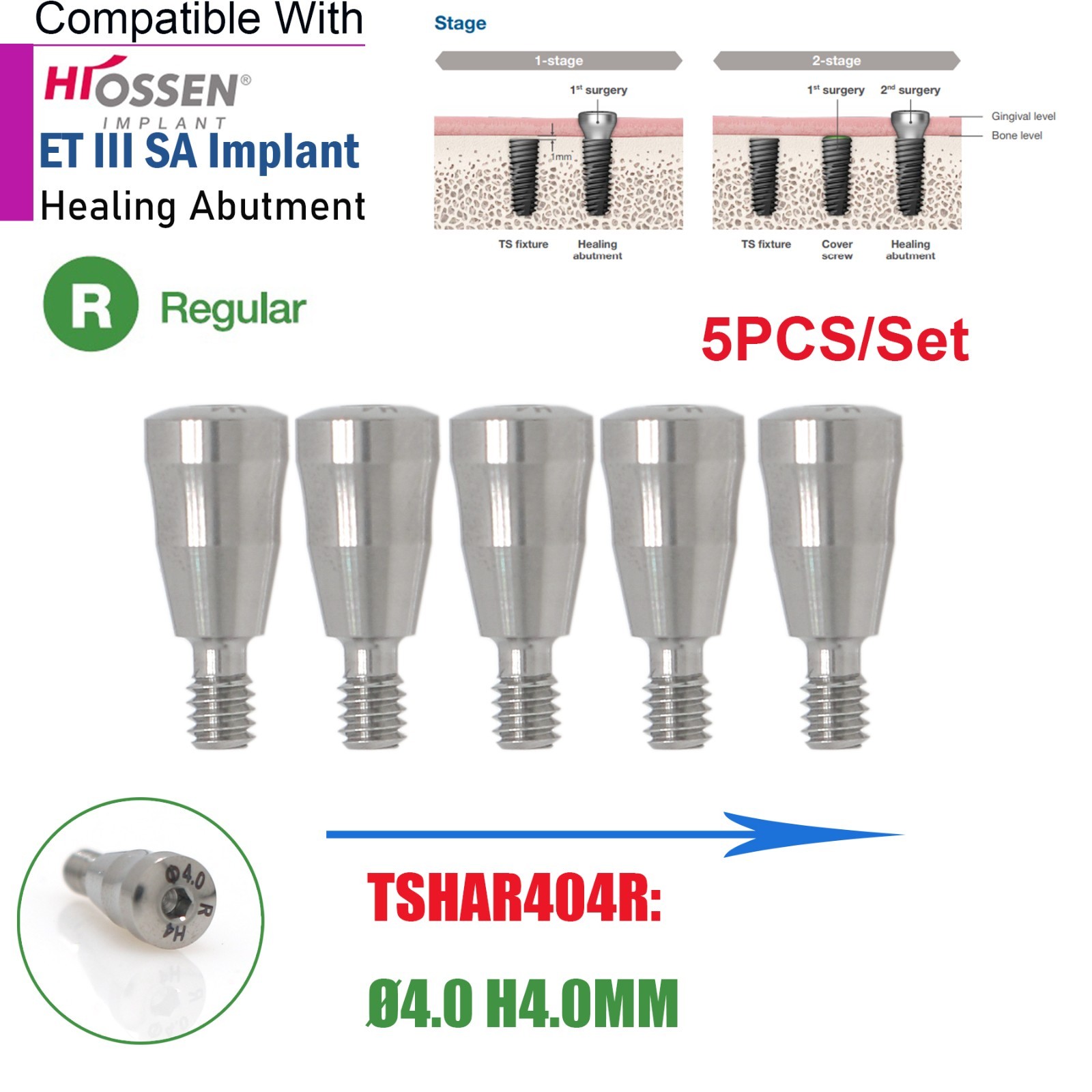 US Regular Healing Abutment Cover Screw Internal Hex Hiossen ET Osstem TS DIO Ti