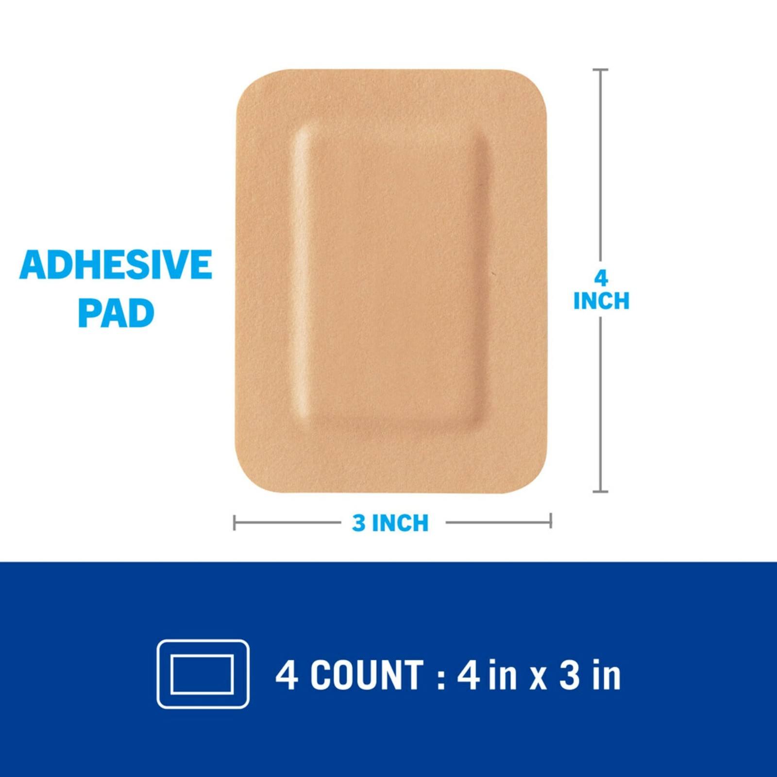 Nexcare Absolute Waterproof Adhesive Gauze Pad, One Size, 4 4 Pads, Size