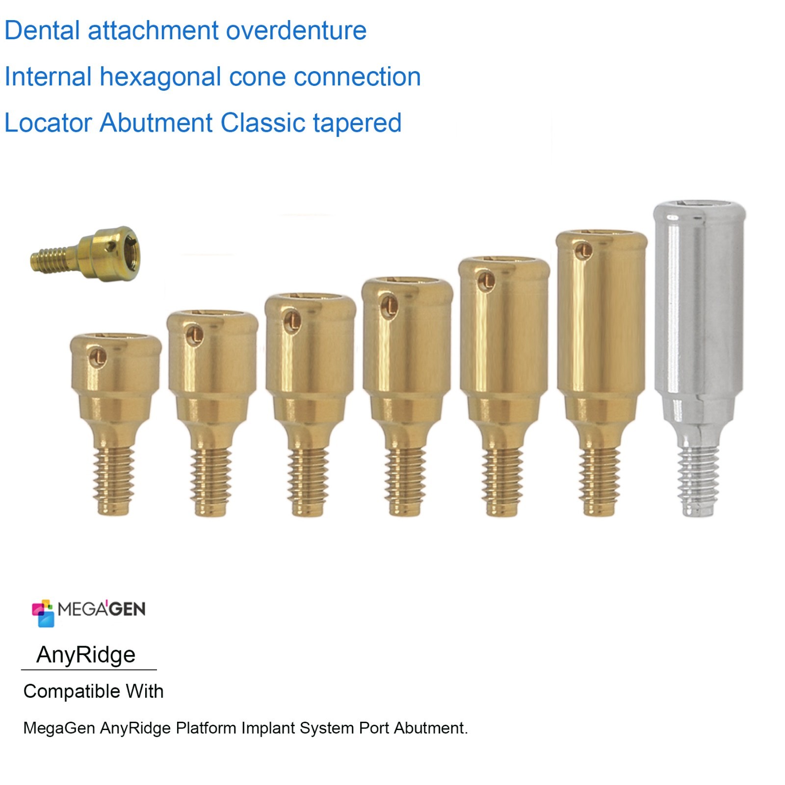 Overdenture Abutment Removable Anchor for MEGAGEN AnyRidge All Platform 1-7.0 GH