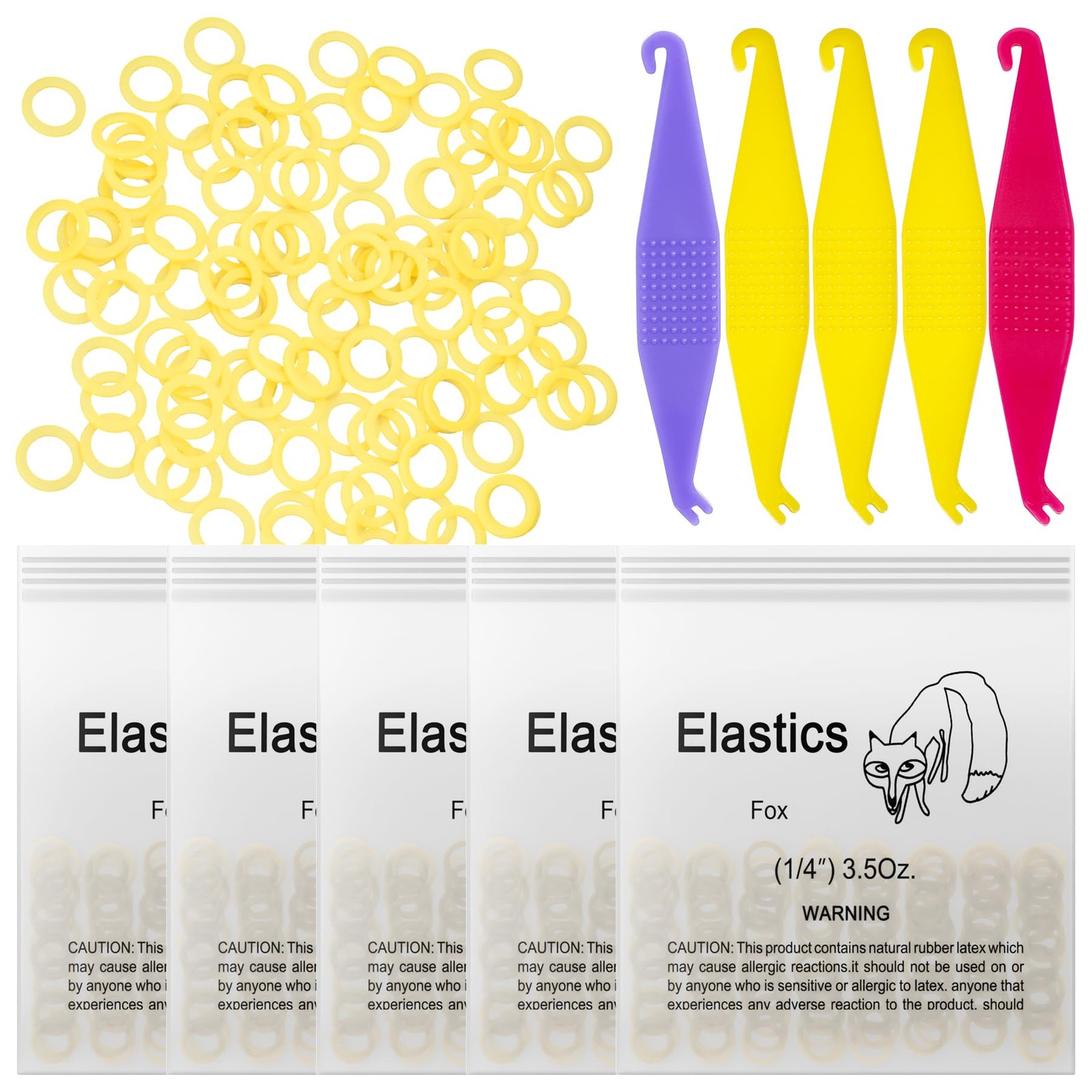 500 Pcs Orthodontic Elastic Rubber Bands, 3.5 Ounces 1/4″,Fox, Light Yellow