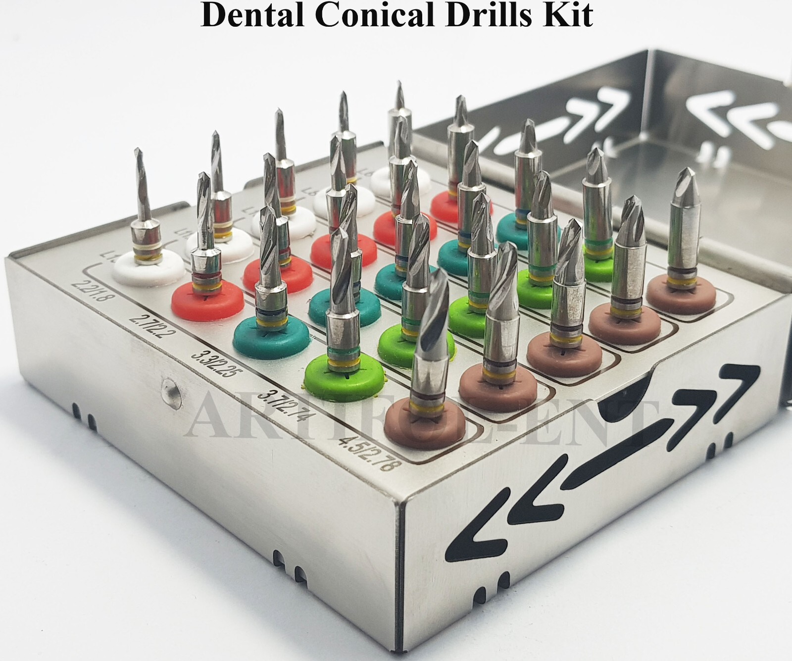 25 Pcs Conical Drills Kit Embedded Stoppers – Dental Conical Drill Set # OS1020