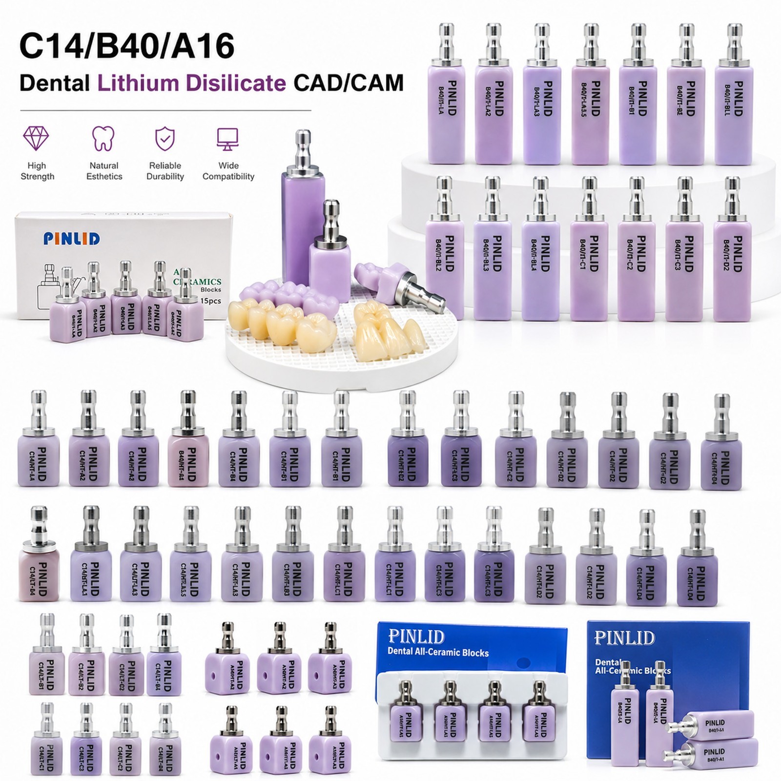 Dental Block Sirona CEREC C14 B40 16 Colors Dentistry Block Laboratory Supplies