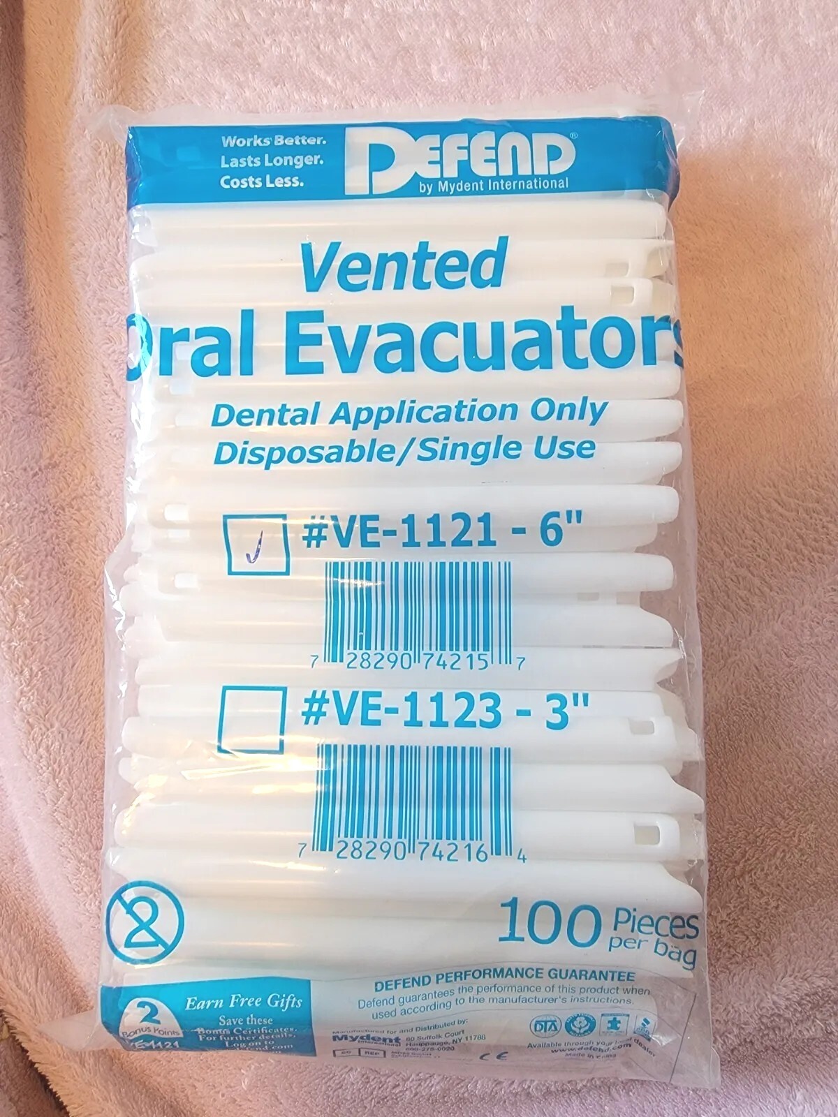Defend Brand HVE- 1121 High Volume Evacuator Dental Oral Tips 100/Pk- 6″