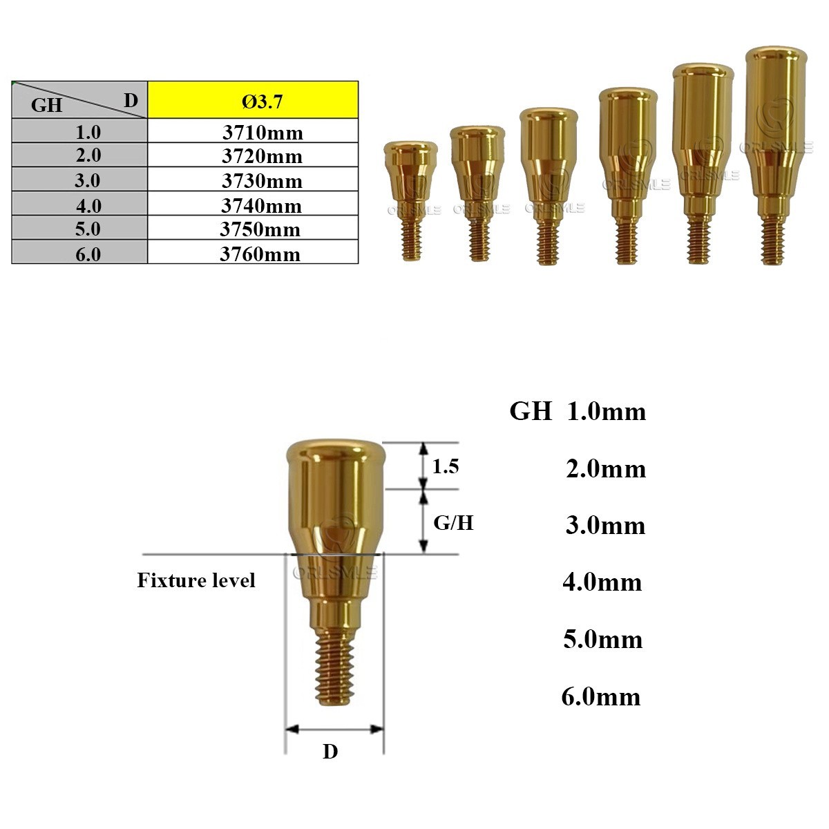 Locator abutment full set Male caps fit to Neodent GM GH1-6mm