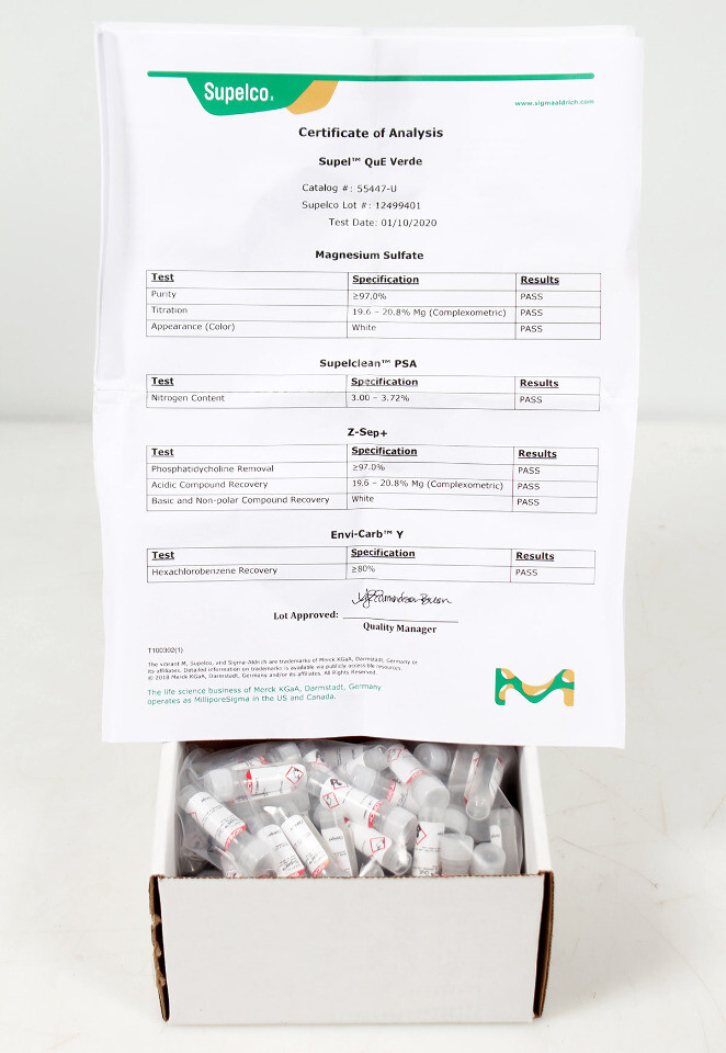 Supelco 55447-U SPE Supel QuE Verde Tube 2 ml Dispersive Pack of 100 Tubes – NEW