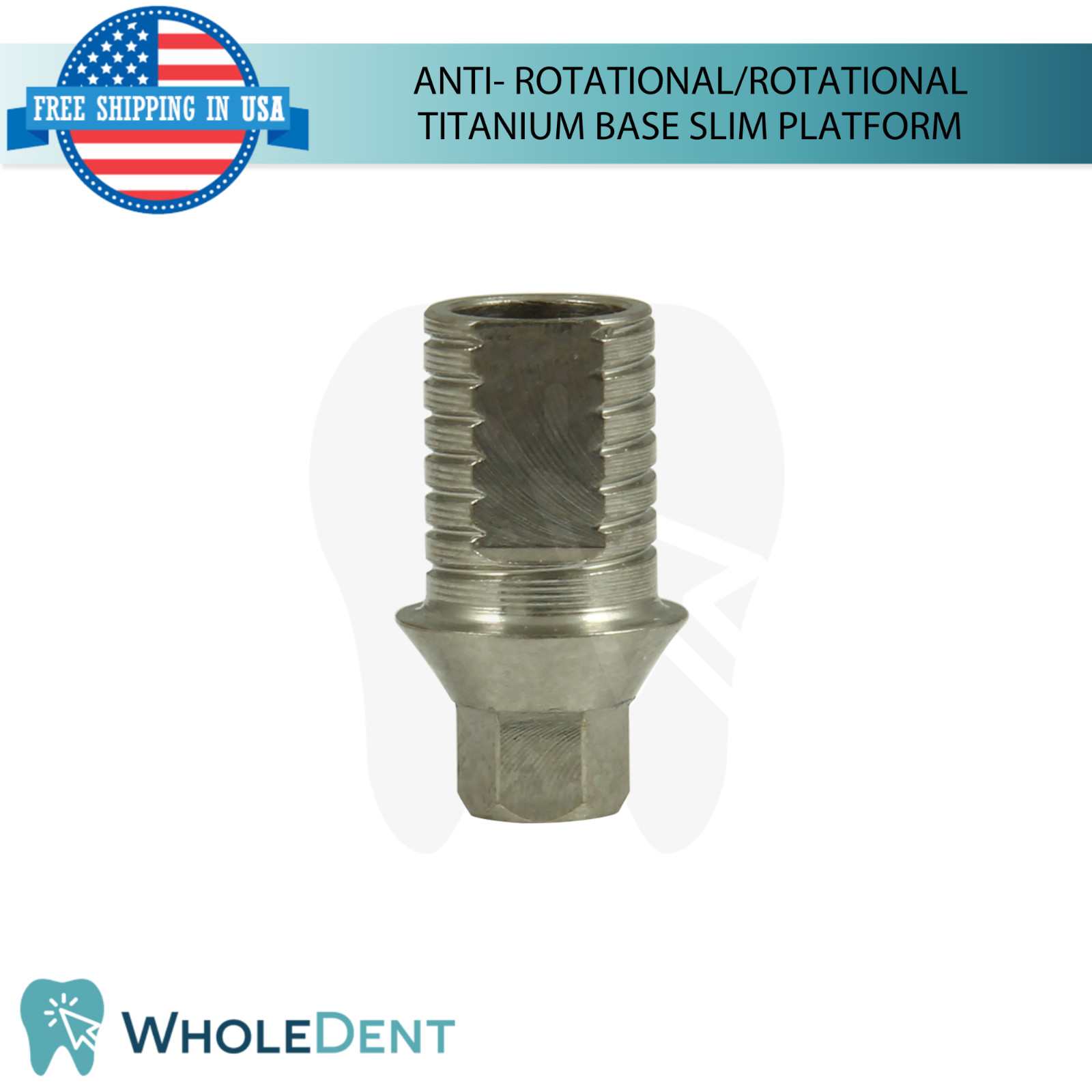 5x Dental Anti-Rotational / Rotational Titanium Base Slim Platform Int Hex 2mm