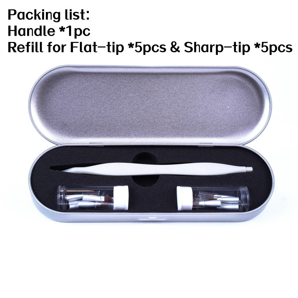1Set Dental Brush Pen Replaceable Brushes Straight Curved Head Mini Micro Brush