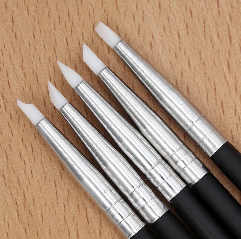 5pcs Silicone Shaping Pen Brush Set Resin Art Dental Sculpting Tool – NEW