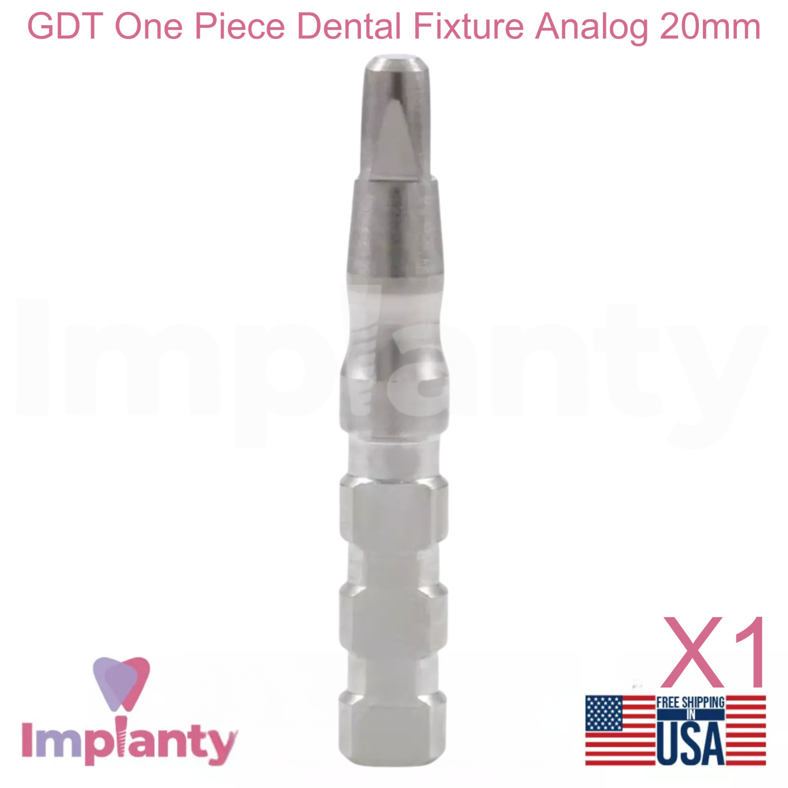 GDT One Piece Dental Fixture Analog 20mm Titanium Steady Grip Dentistry Tool