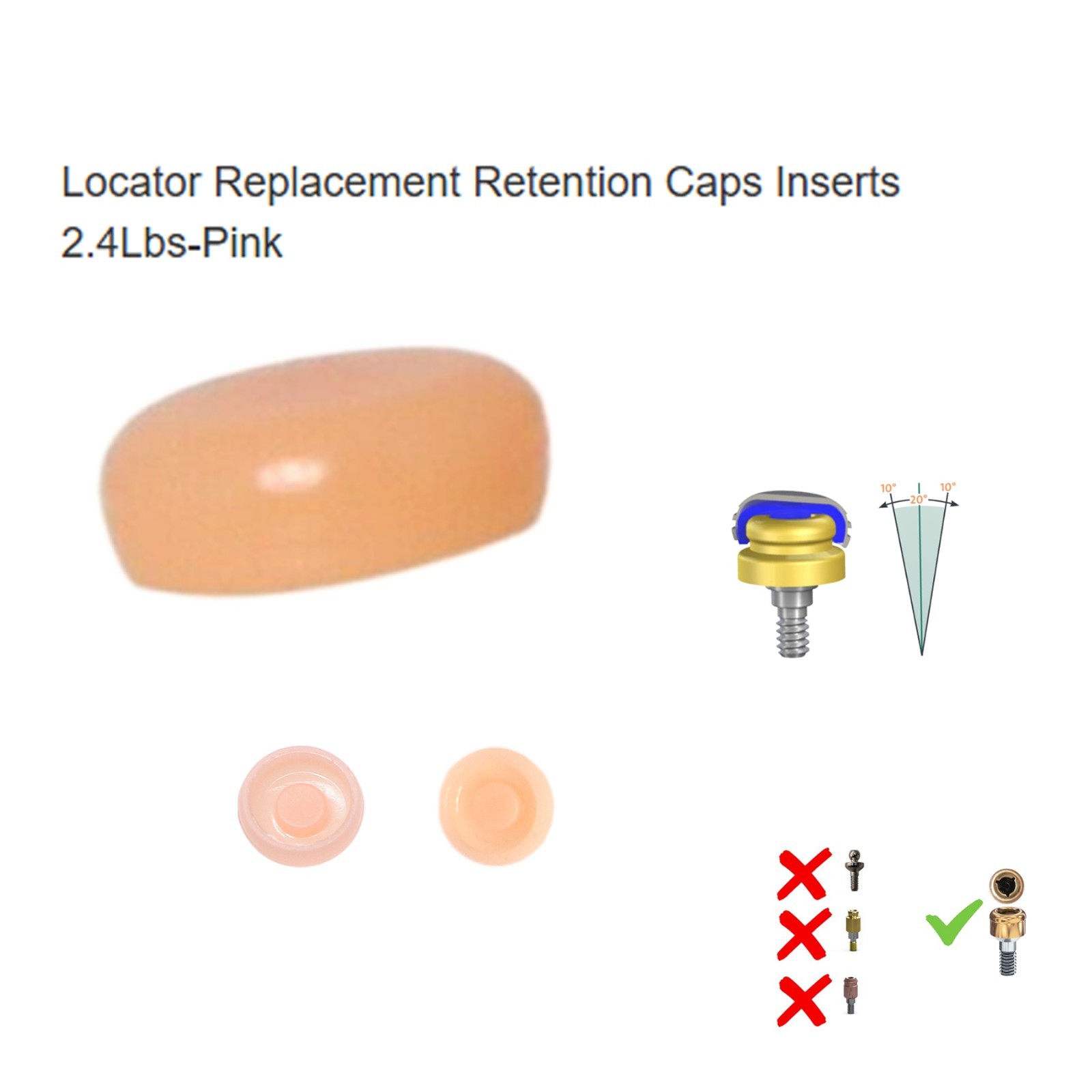 Locator Abutment Internal Hex For Zimmer Biomet Biohorizons TSV 4.5mm Platform