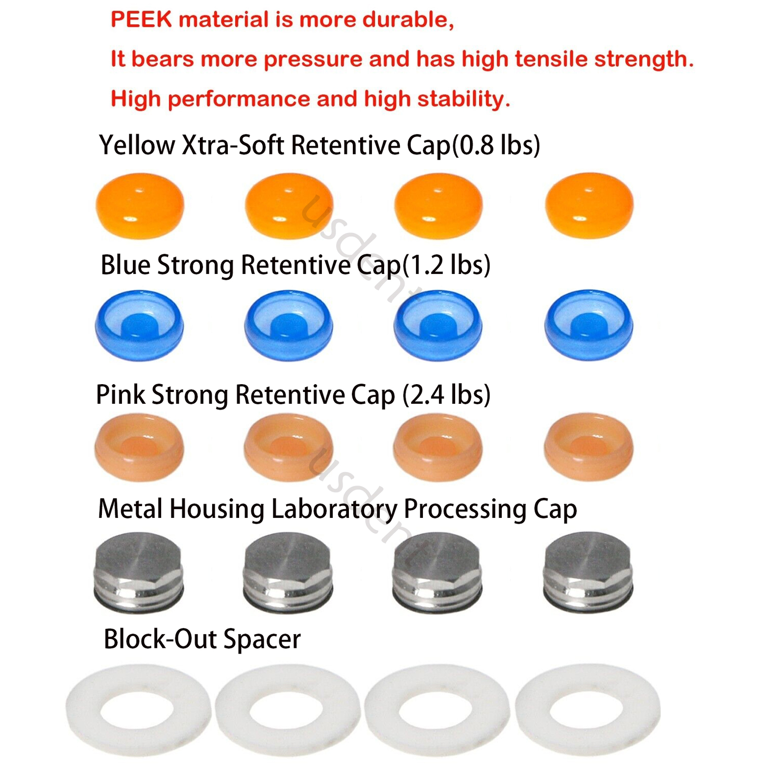 Dental Mini/Regular Core Tool Male Caps Kit Overdenture fit for Hiossen 3/4/5/mm
