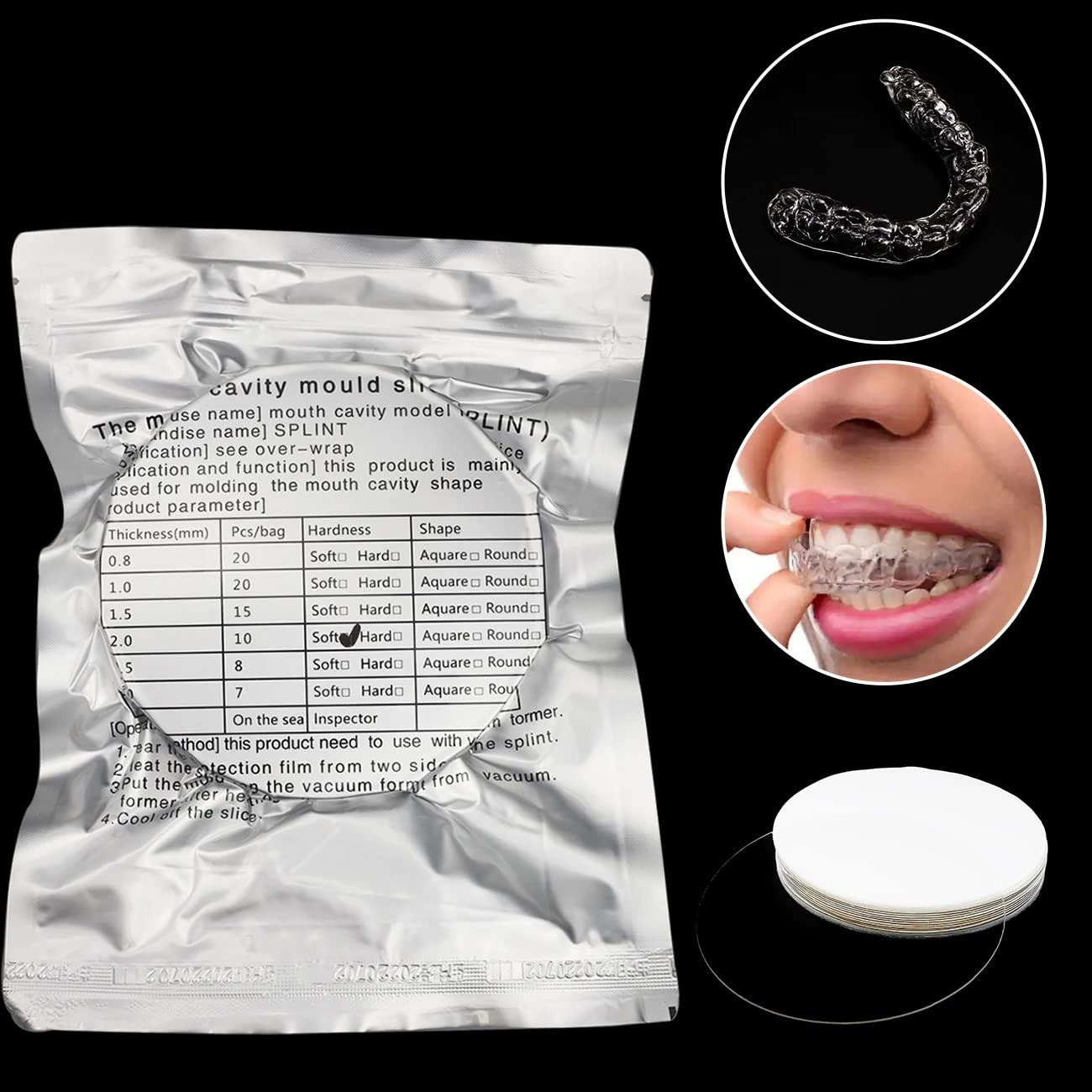 Lab Orthodontic Splint Retainer Slice Vacuum Forming Sheet 1.0mm Hard Round