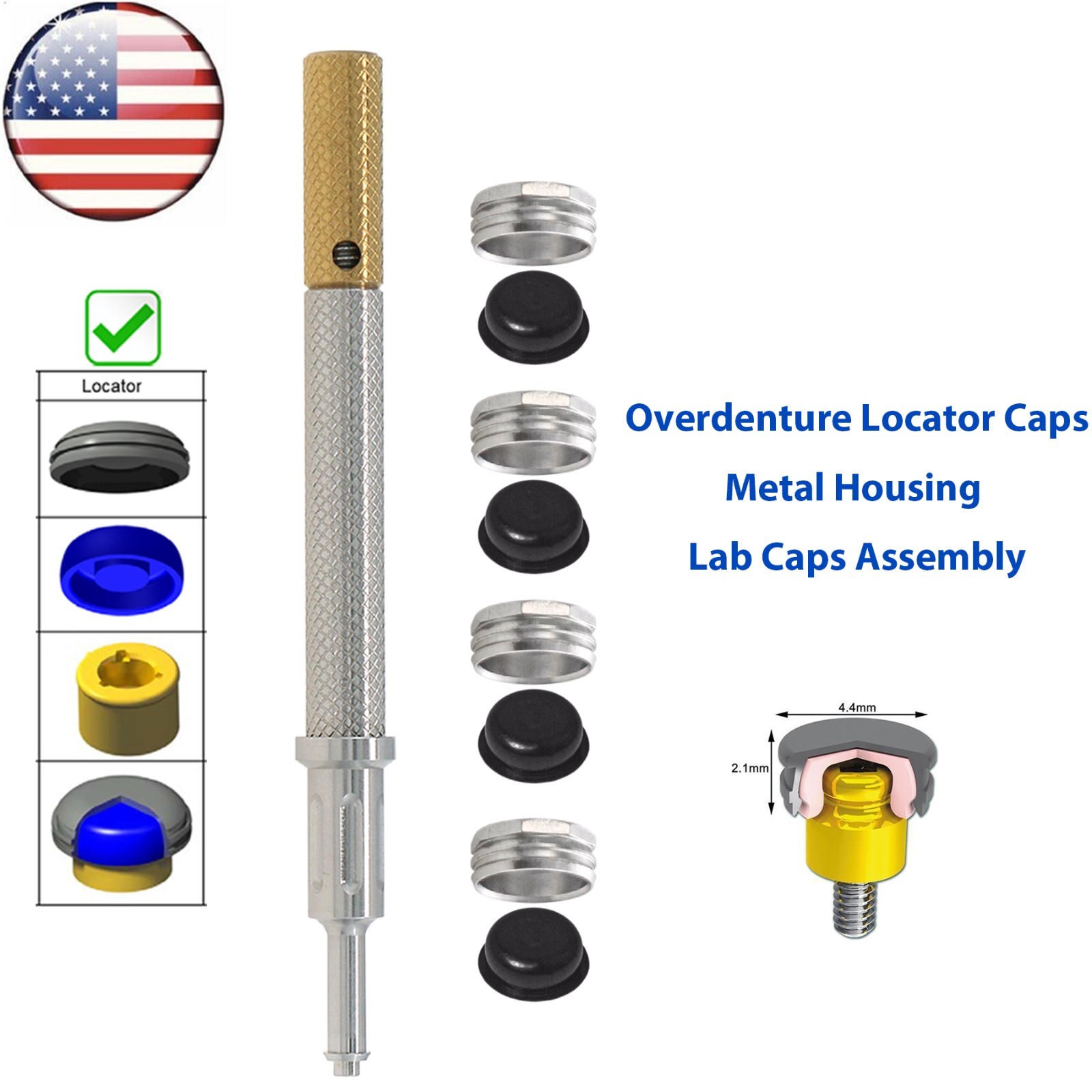 US Implant Metal Housing Caps Laboratory Remove Core Tool For Locator Universal