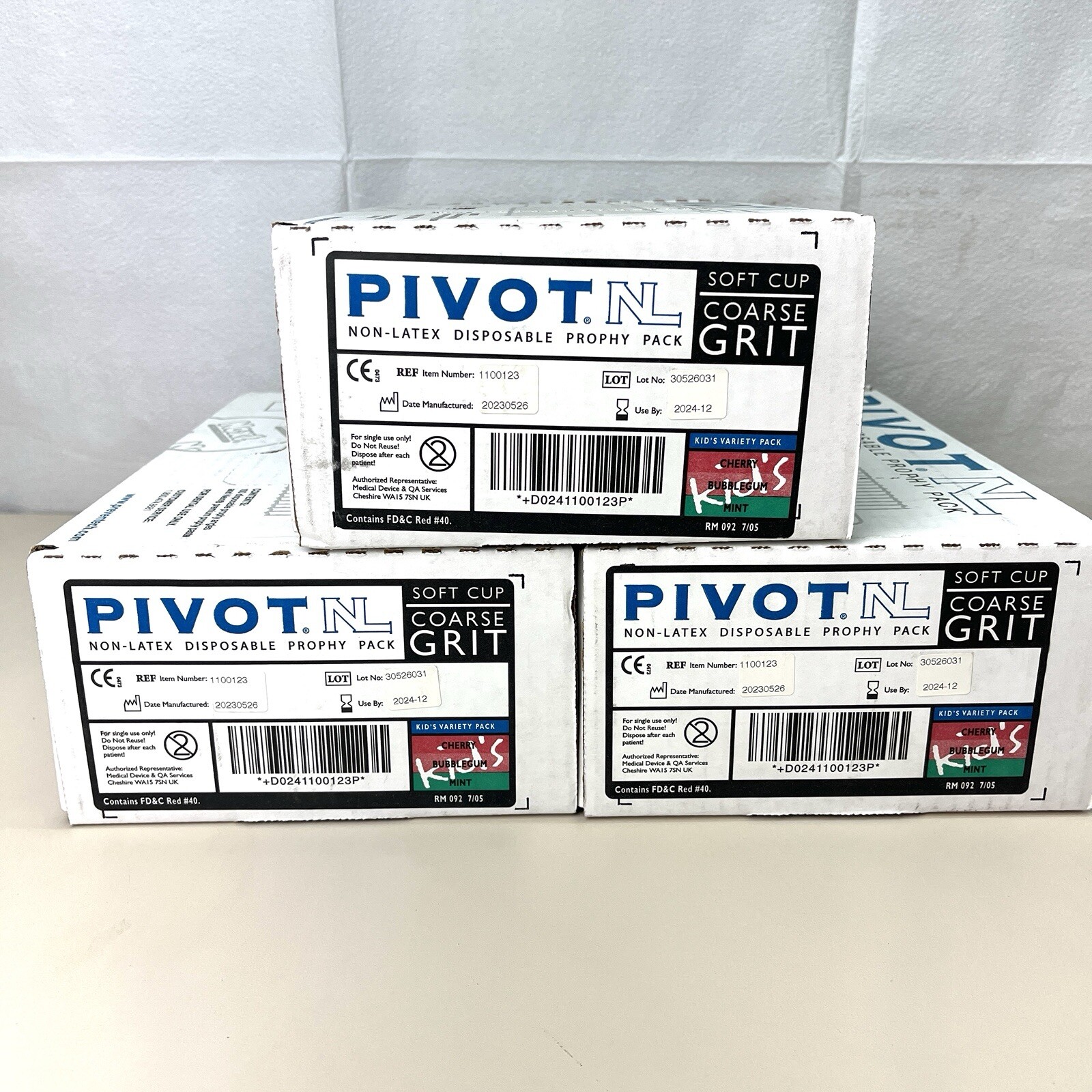 300-PACK Pivot NL Disposable Prophy Pack Kids Variety Non Latex Coarse 12/2024