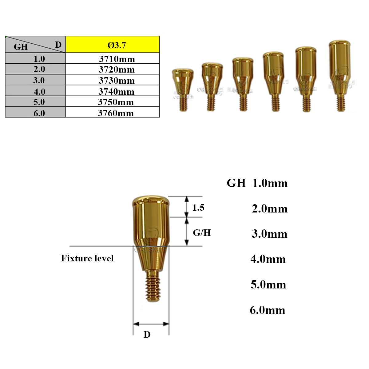 Locator abutment Male caps kit fit to Nobel Active NP platform GH1-6