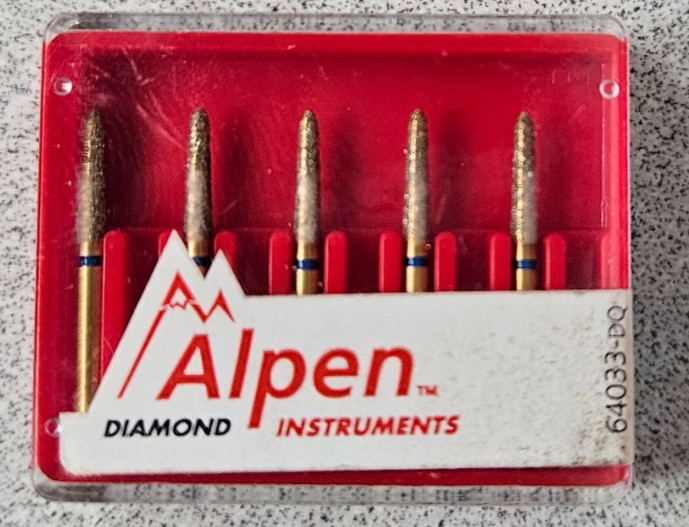 Alpen Instruments #R878KC018FG Curettage Pointed Taper DIAMOND 1 Pk /5 Burs