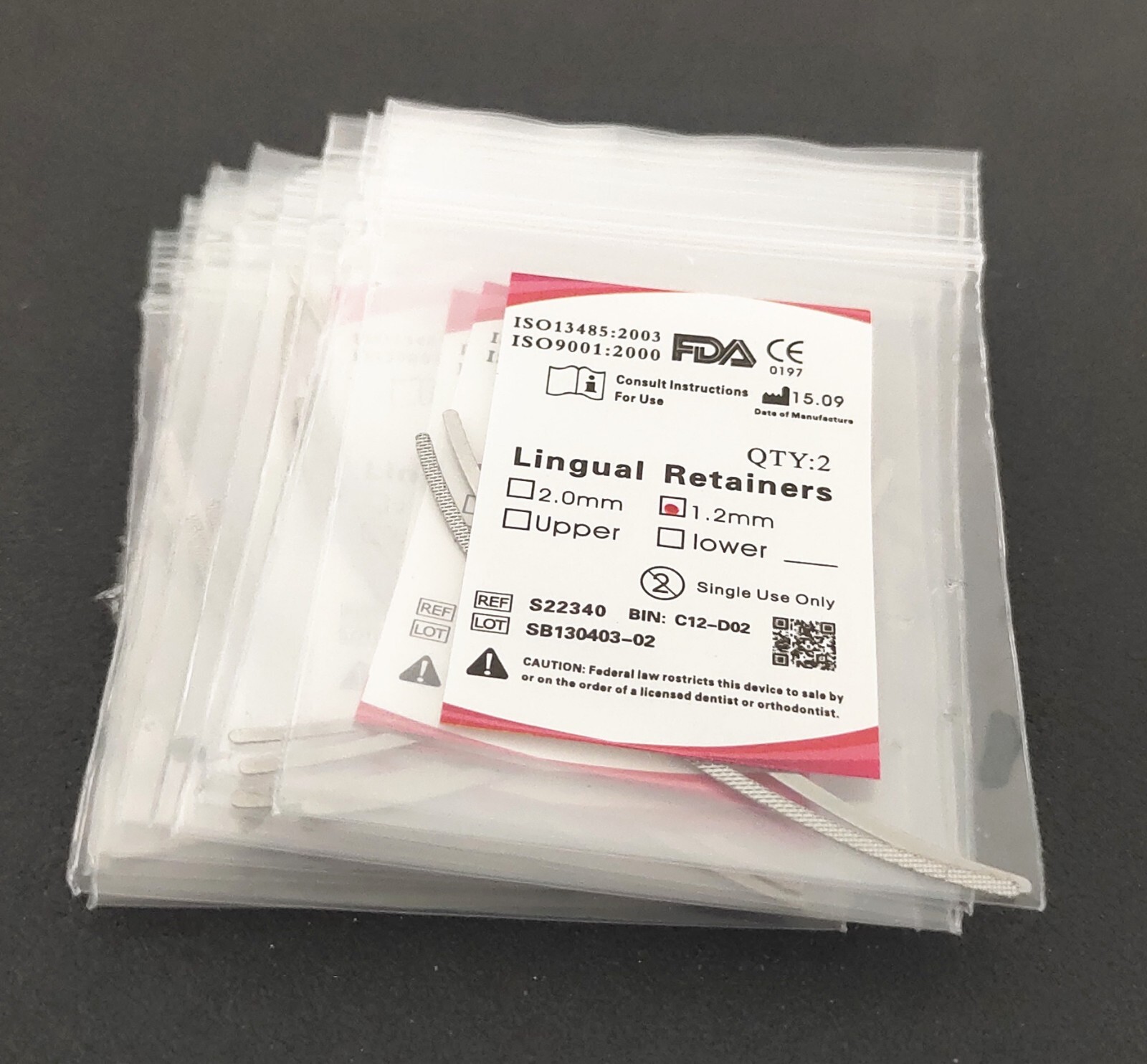 Dental Orthodontics 1.2mm Lingual Retainer 2Pcs/bag Universal Mesh Base