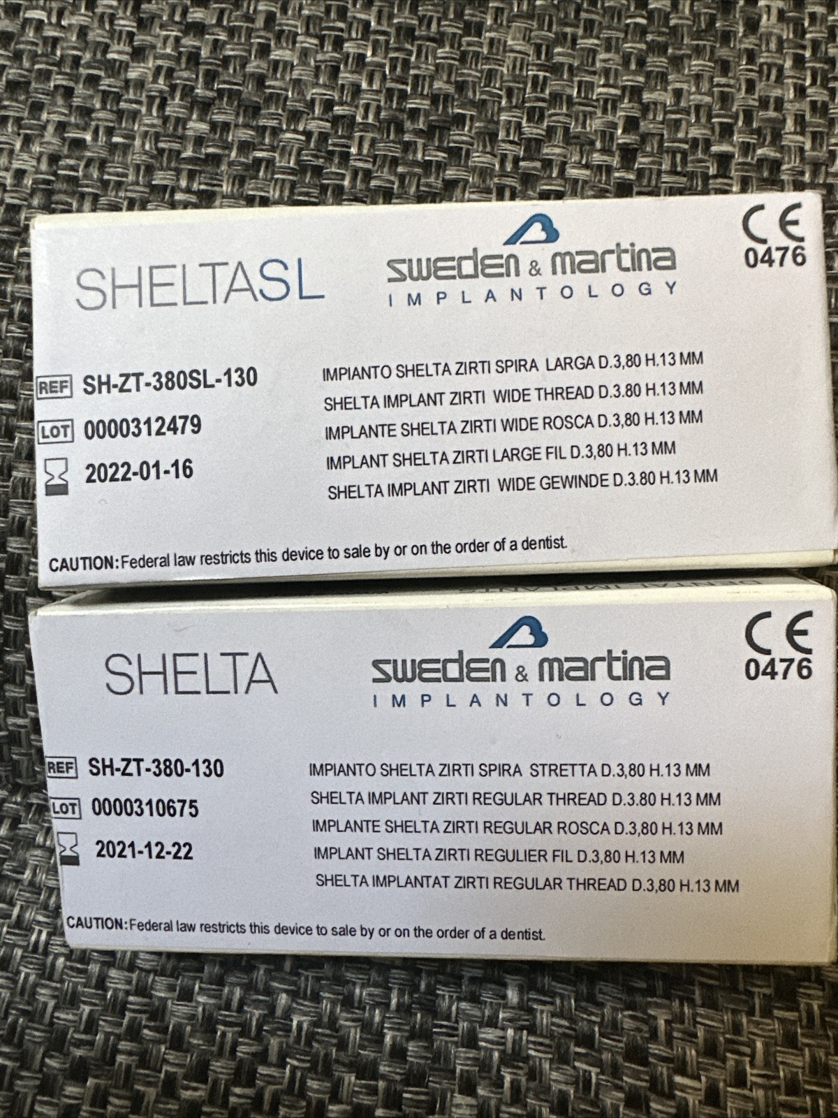 2 x Shelter Dental Implant, 3.8SL x 13mm Sweden & Martha Implantilogy