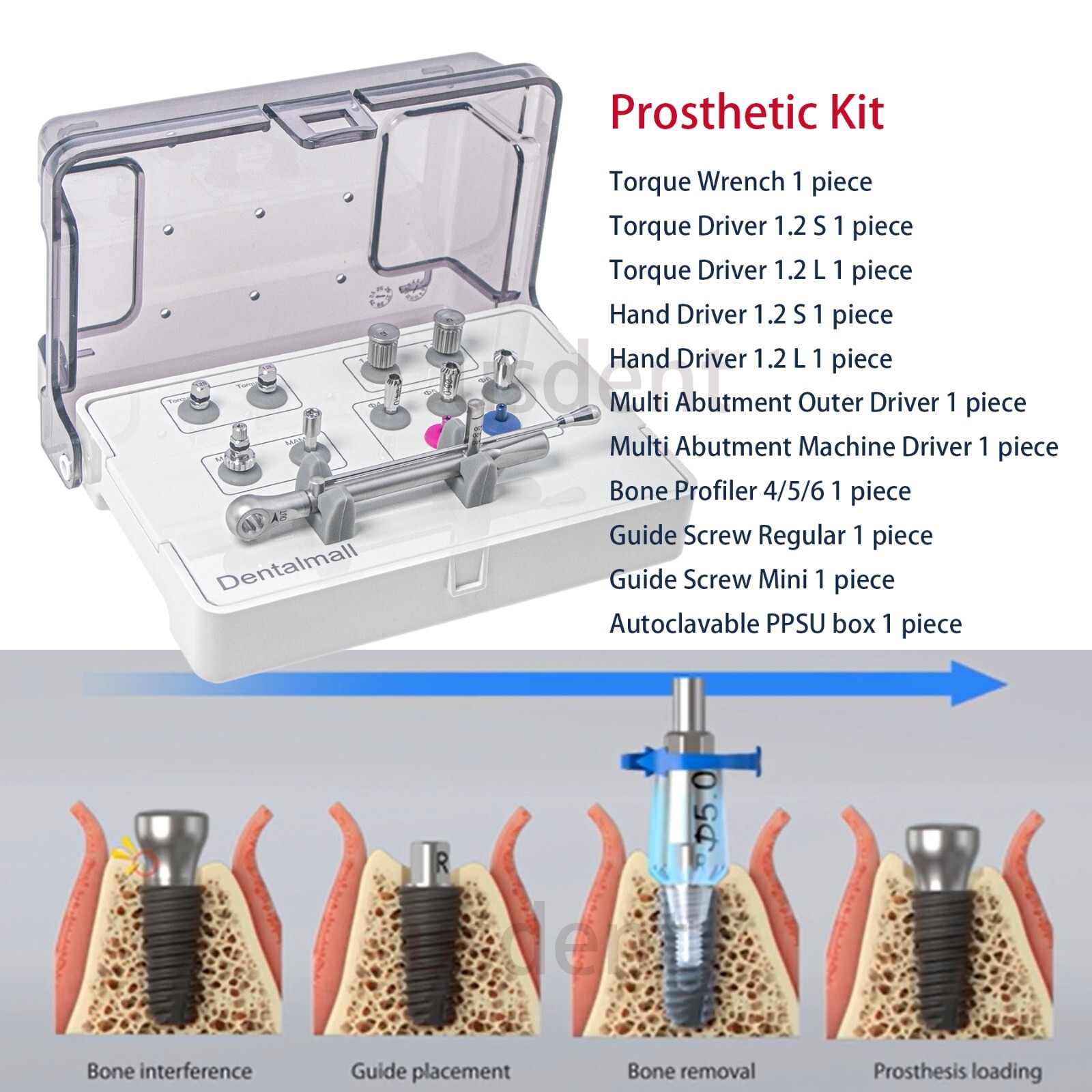 HIOSSEN OSSTEM PROSTHETIC KIT Implant Bone Profilers Torque Wrench Screwdrivers