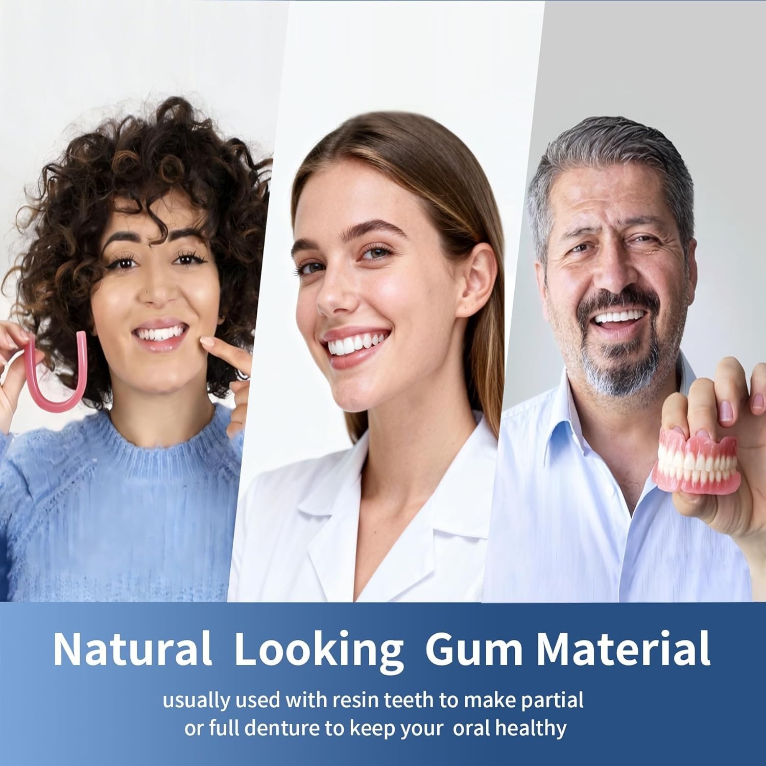 Dental Gum Material for Dentures, Fix Missing Teeth, Repair Broken Teeth, Natura