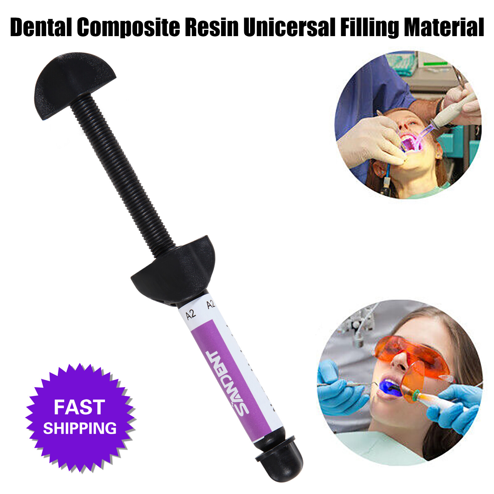 Light Cure Nano Hybrid Dental Resin Composite Syringe Shade A2 1 x 4.5 gram