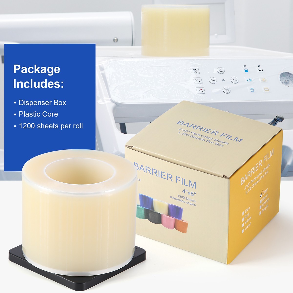 Dental Barrier Film Medical Tape Roll Adhesive 1200 Sheets 4″x6″ Tatoo Covers