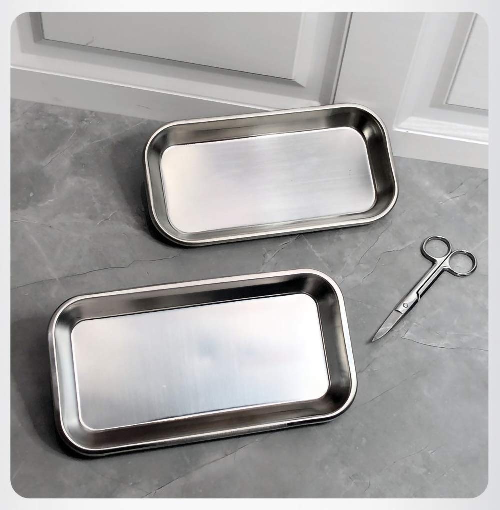 High-Grade Stainless Steel Trays – 3 Pack, Easy Clean, Multipurpose 8.6″ x 4.3″