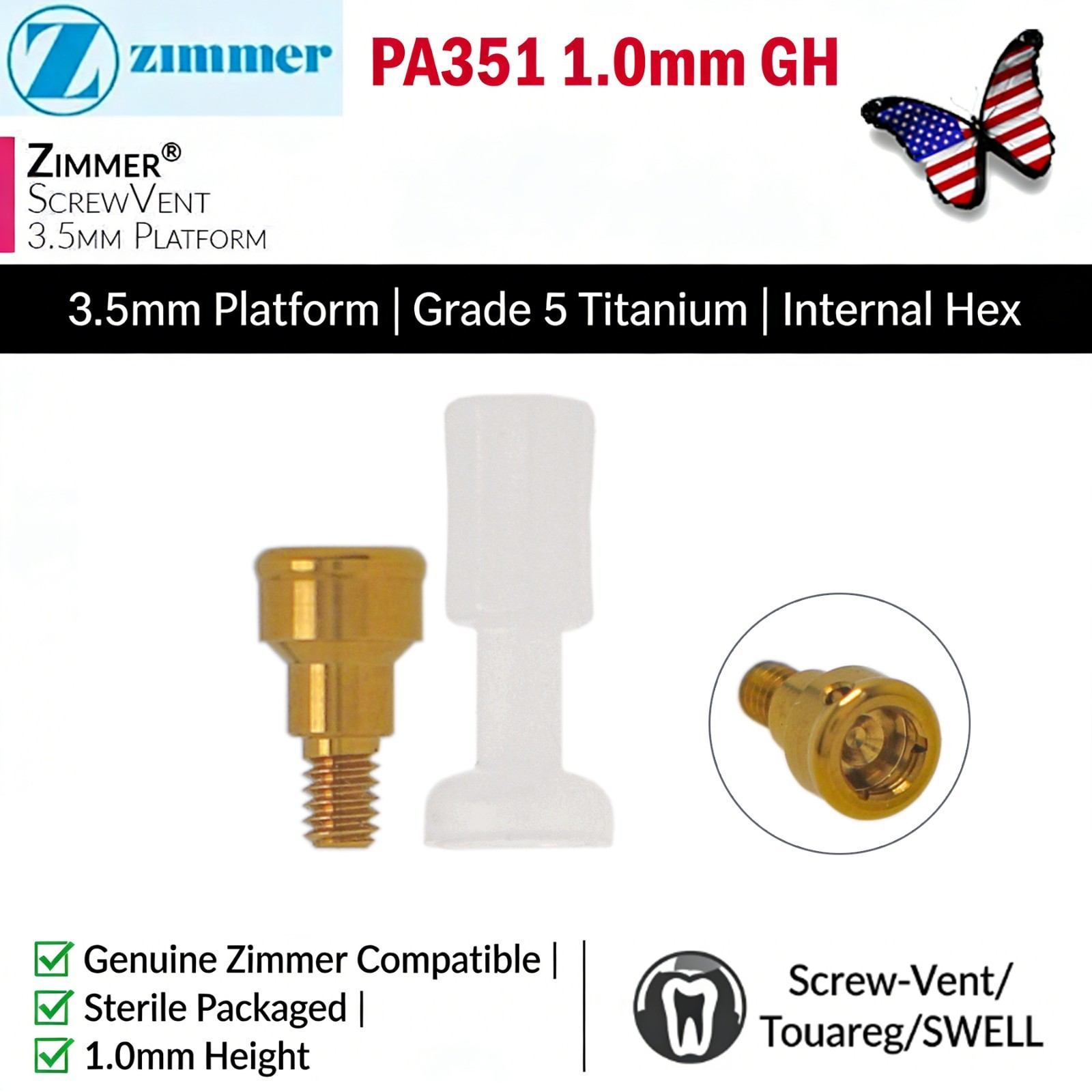US Locator Overdenture Abutment Fit Zimmer Tapered TSV 3.5/4.5mm BEGO MIS Cortex