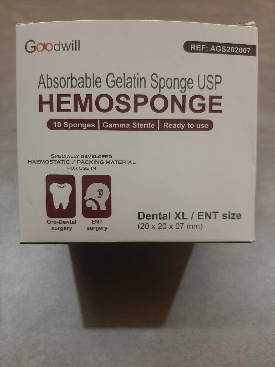 Dental Gelatin Sponges Absorbable Sterile Gelfoam Hemocollagene 10pcs ENT size