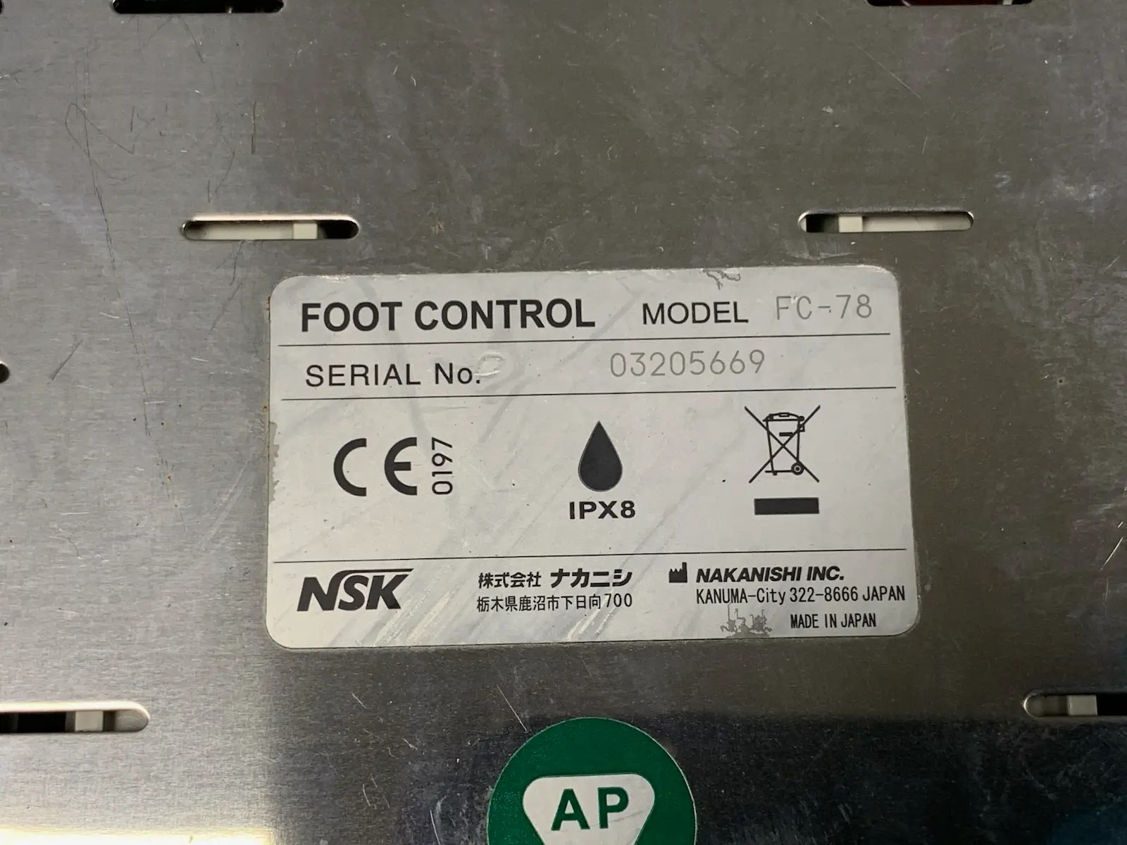 NSK Nakanishi Surgic Pro Plus OPT-D (230V) w FC-78 Foot Switch Control