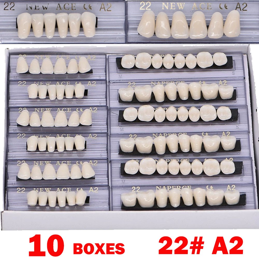 10Boxes Dental Acrylic Resin Denture 22#A2 Full Sets Teeth Upper Lower Shade USA