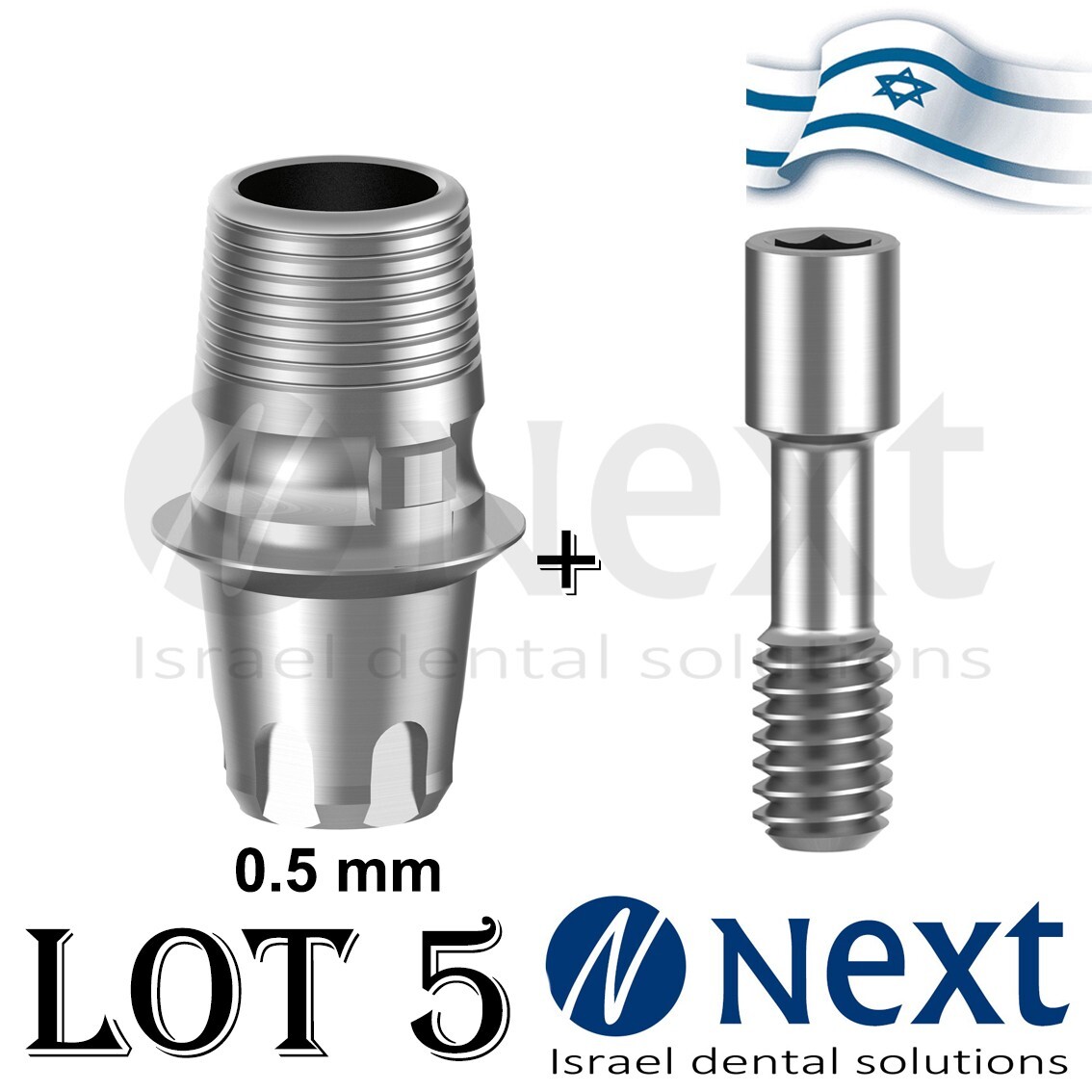 LOTx5 Dental Abutment T-Base CAD/CAM MIS conical C1 V3 SP compatible HEX 0.5 mm