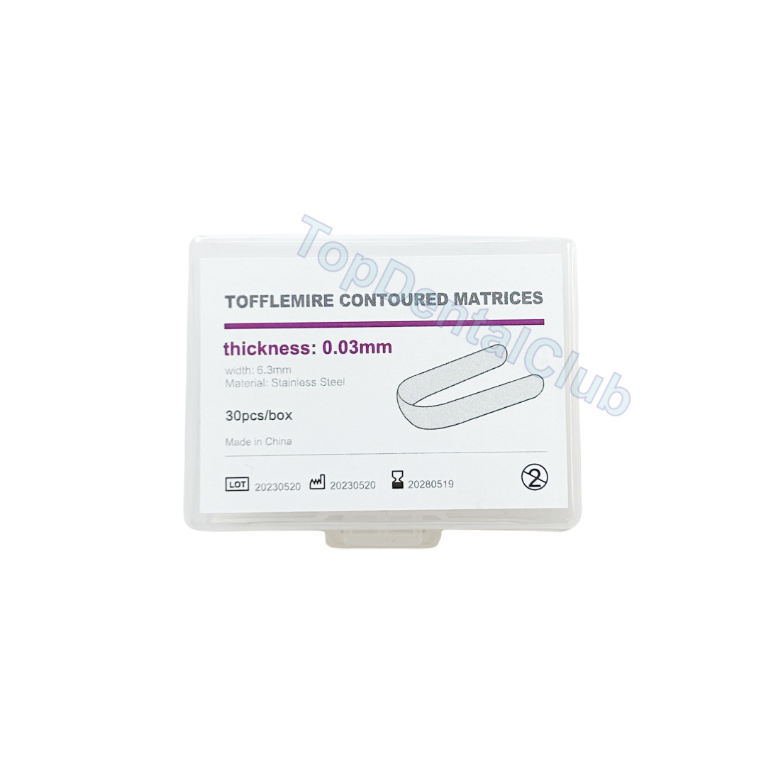 0.03mm Dental Tofflemire Contoured Matrices Stainless Steel Matrix Bands Steel