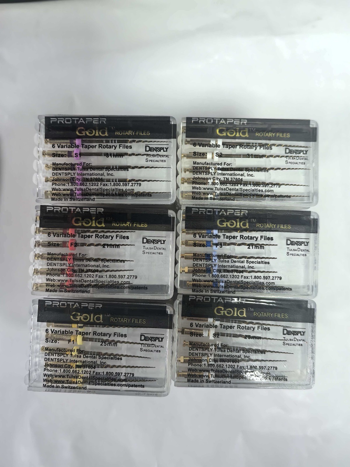Dentsply Protaper Gold Rotary Files Tulsa Assorted Endodontics F1,F2,F3,S1,S2,SX