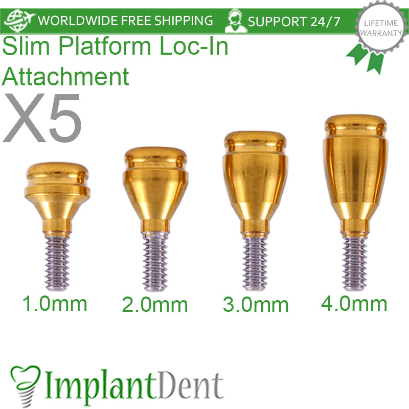 5x Dental Straight Lokator Attachment Slim Platform Int Hex 2.0mm Dentistry Tool
