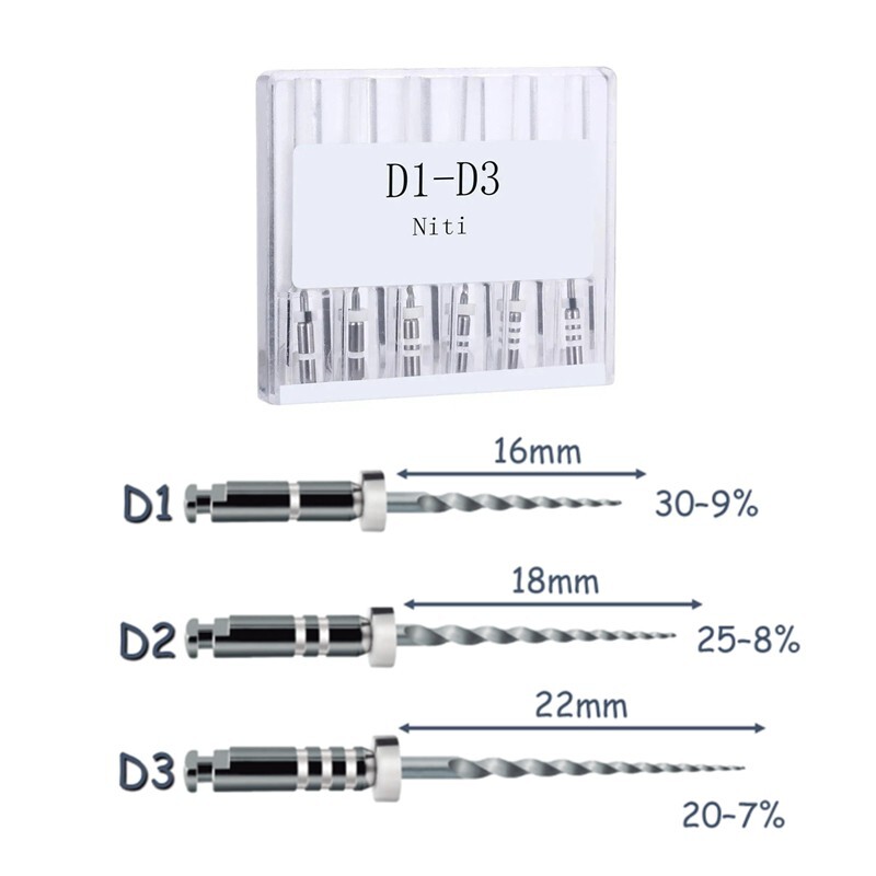 6 PCS D1-D2-D3 Endo Root Canal Retreatment NiTi Rotary Files for Dentsply Motor