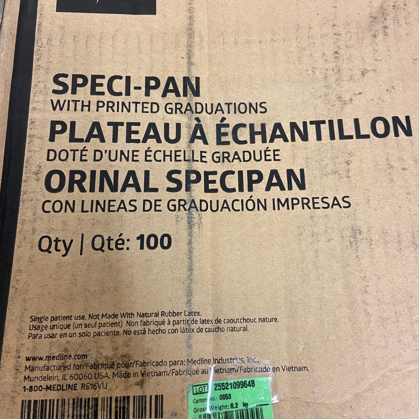 Medline DYND36600 Specimen Collector Pan 900 mL 30 oz, Box of 100