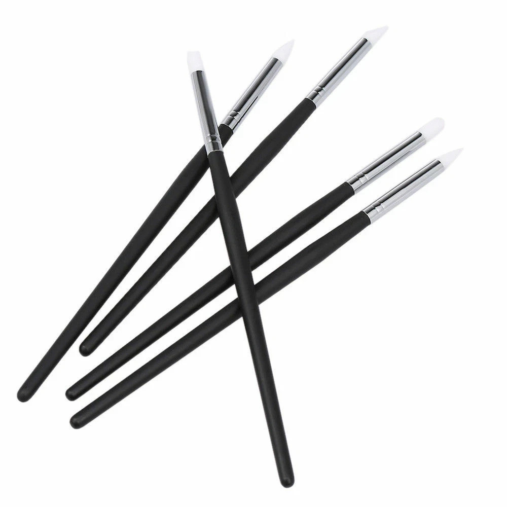 5Pc/Set Dental Composite Silicone Brush Pen Resin Veneer Cement Black/Grey/White