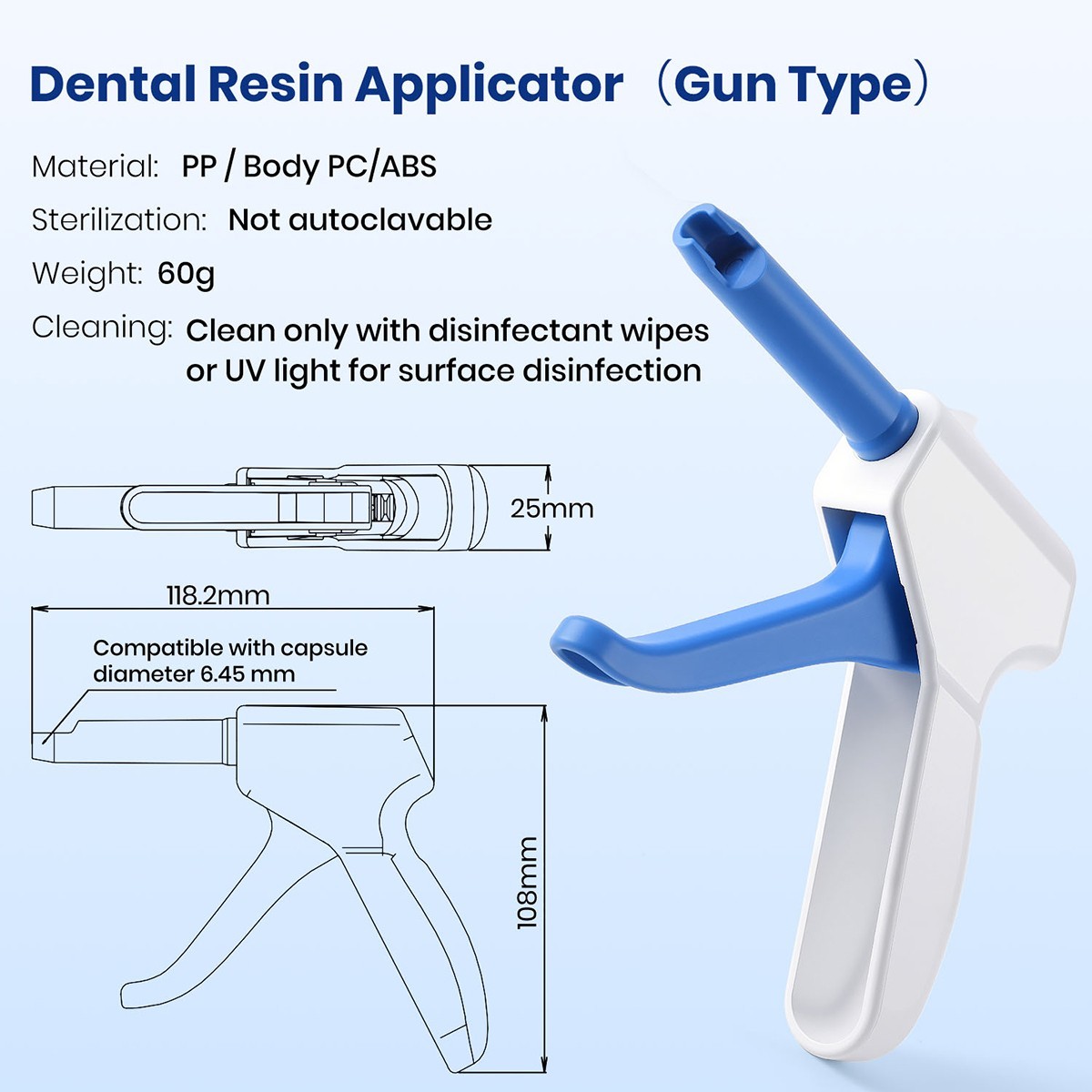 1 Pc Dental Applier Capsule Autoclavable Capsules Gun Dispenser for Composite