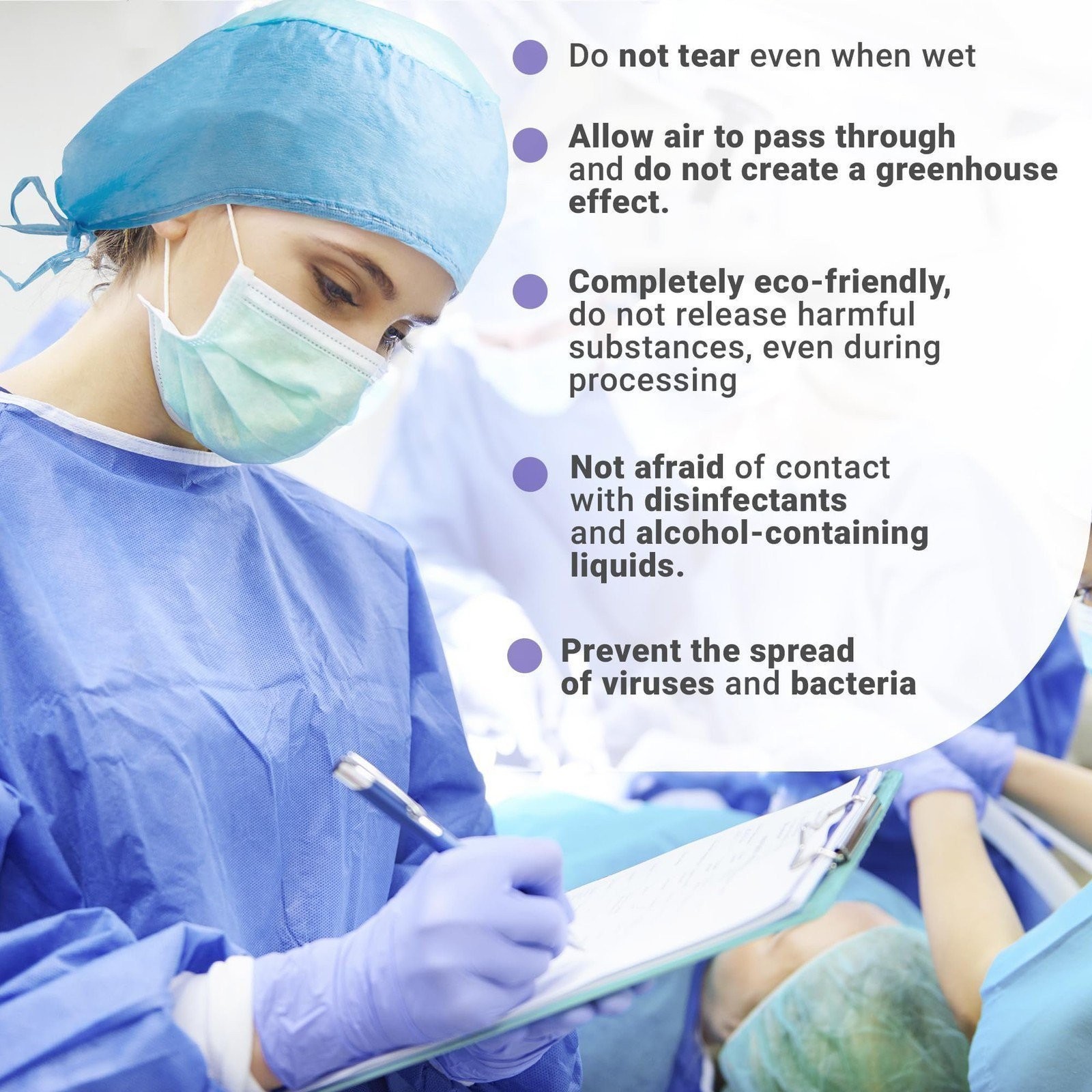 500 pcs Blue Disposablee Surgeon Caps One Size /w Stationary Ties