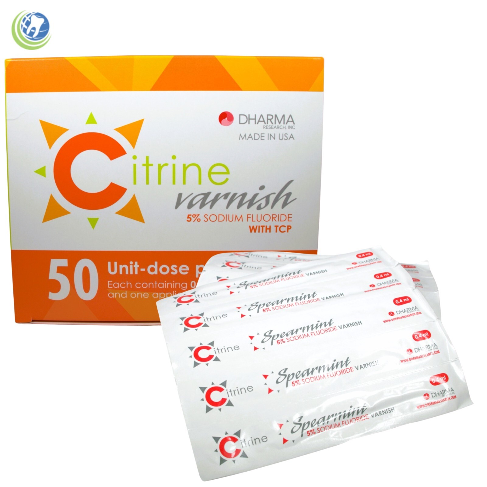 CITRINE FLUORIDE VARNISH 5% Spearmint Flavor with TCP 50 Unit-dose Pack DHARMA