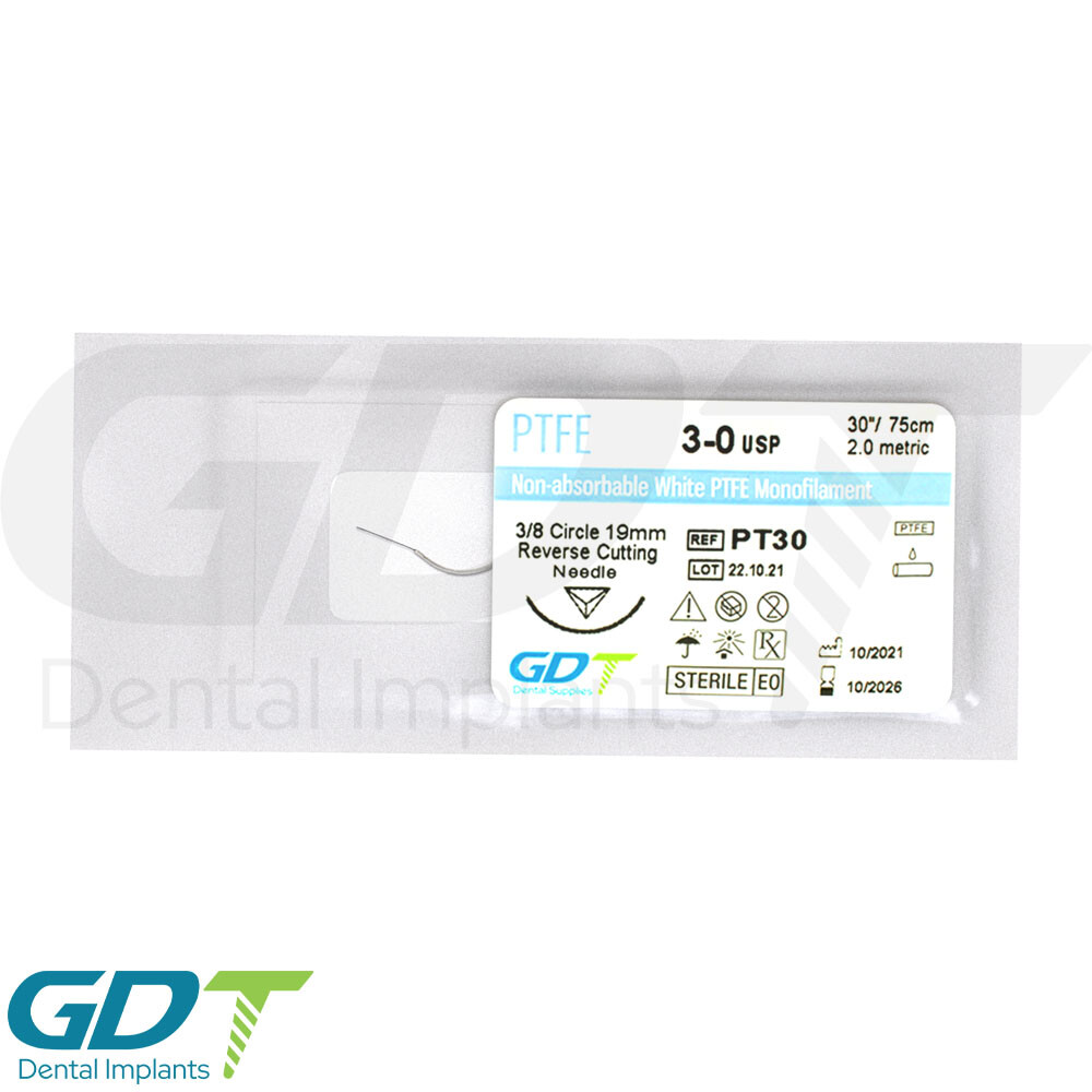 Synthetic Monofilament PTFE Sterile White Sutur3s 12pcs 19mm Reverse Cutting