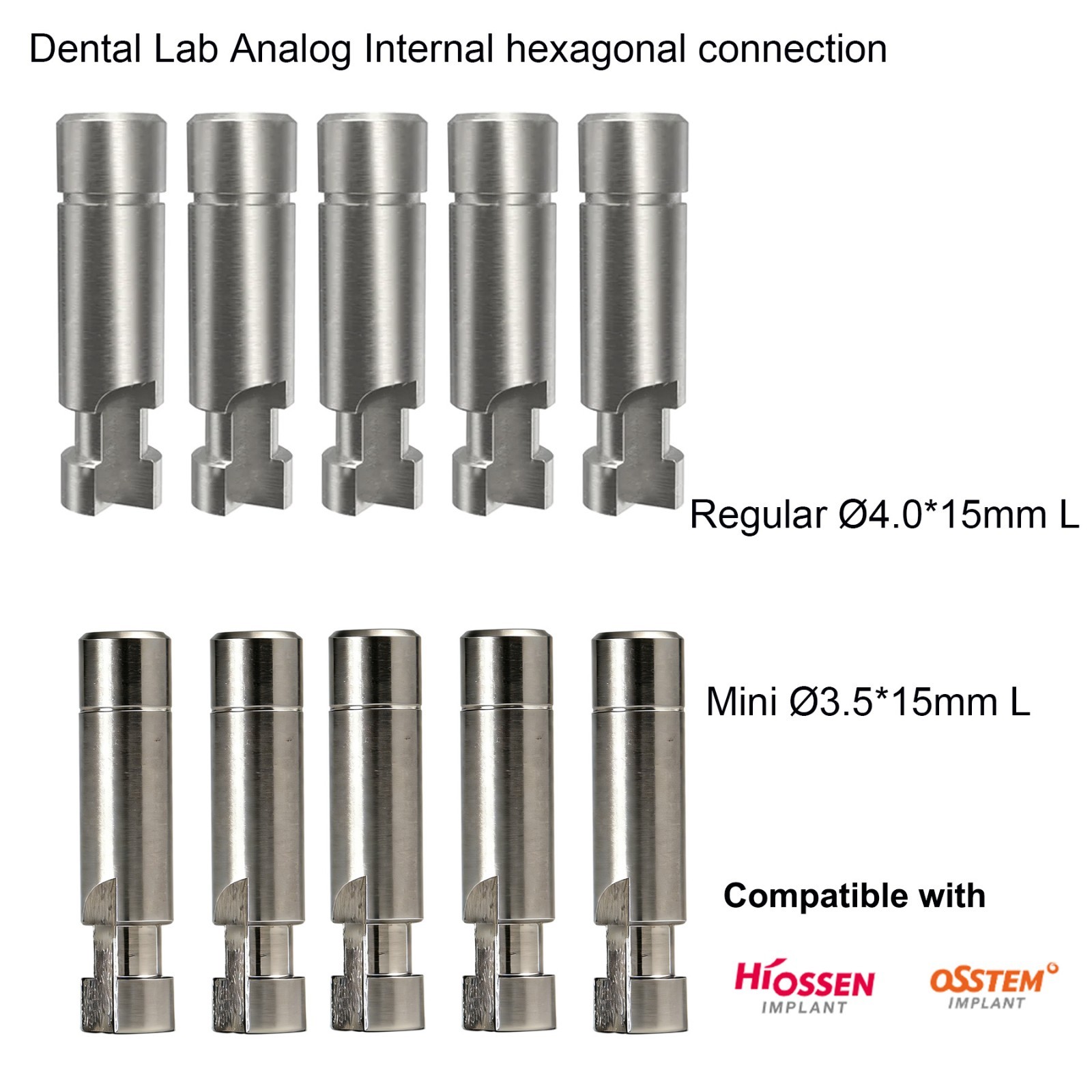 5Pcs Dental Lab Analog U-Line Fixture Hex Implant Replica Fits Hiossen OSS M/R