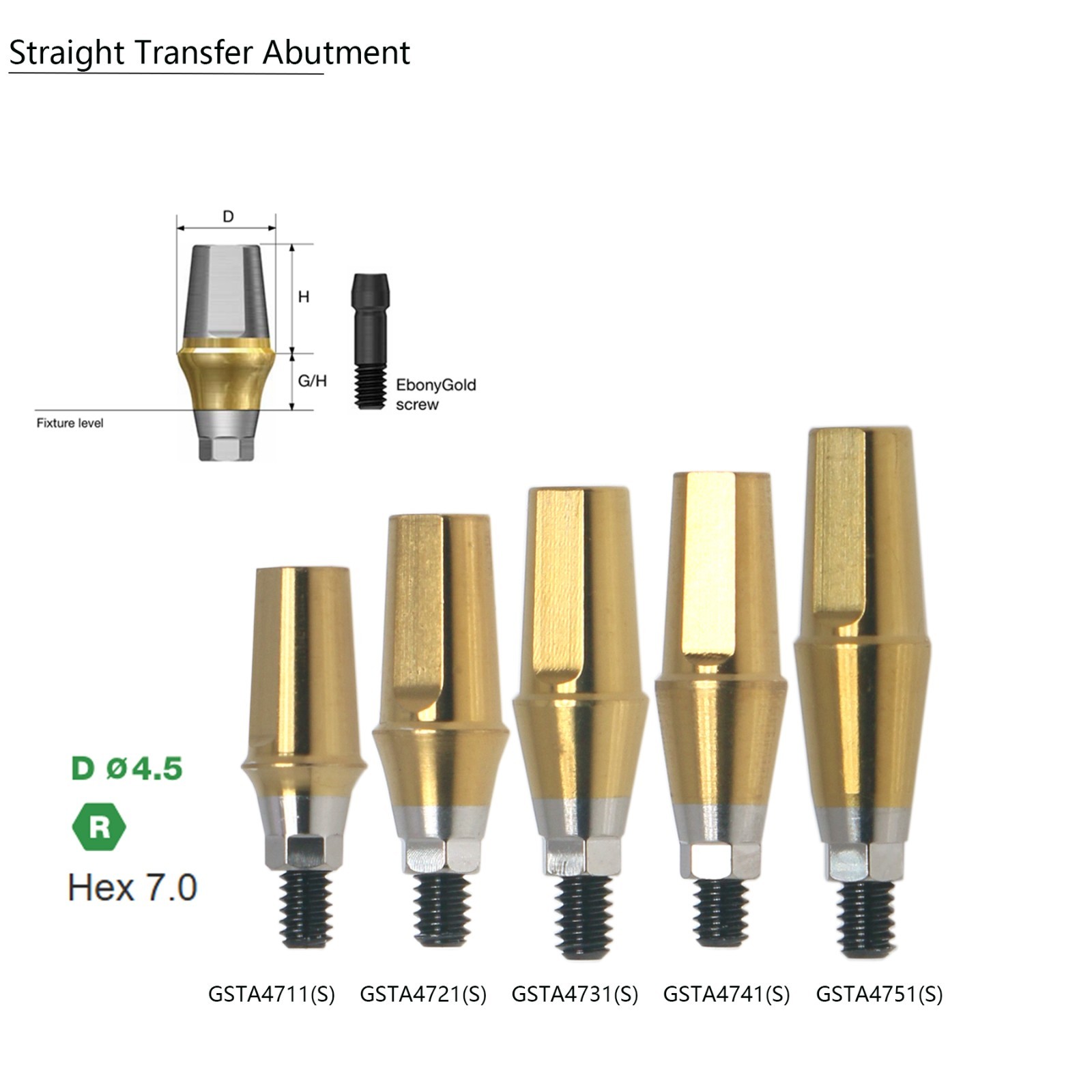 Hiossen ET III NH/SA Straight Clicq Pression Transfer Abutment for Mini/Regular