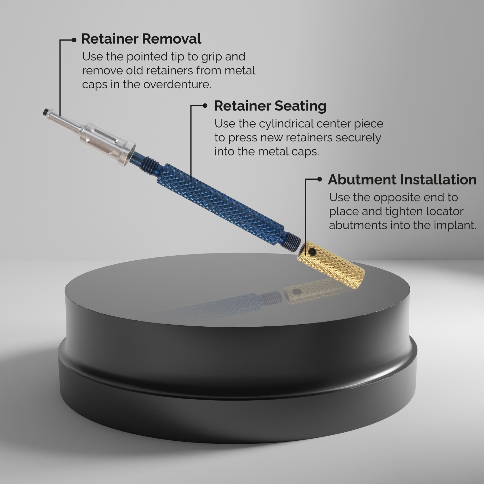 Locator Core Tool – 3 in 1 Universal Dental Implant Instrument