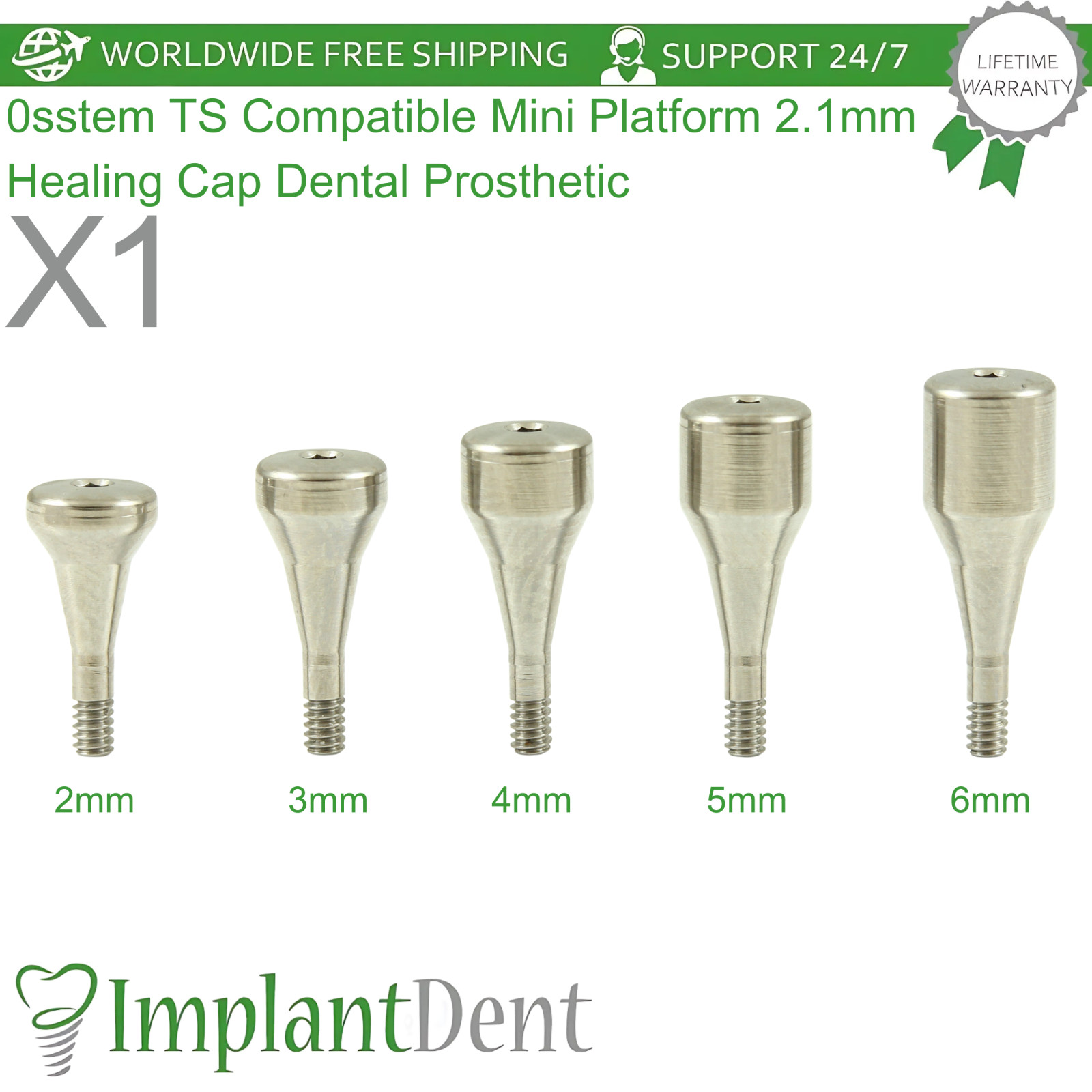 0sstem TS Compatible Mini Platform 2.1mm Healing Cap Dental Prosthetic