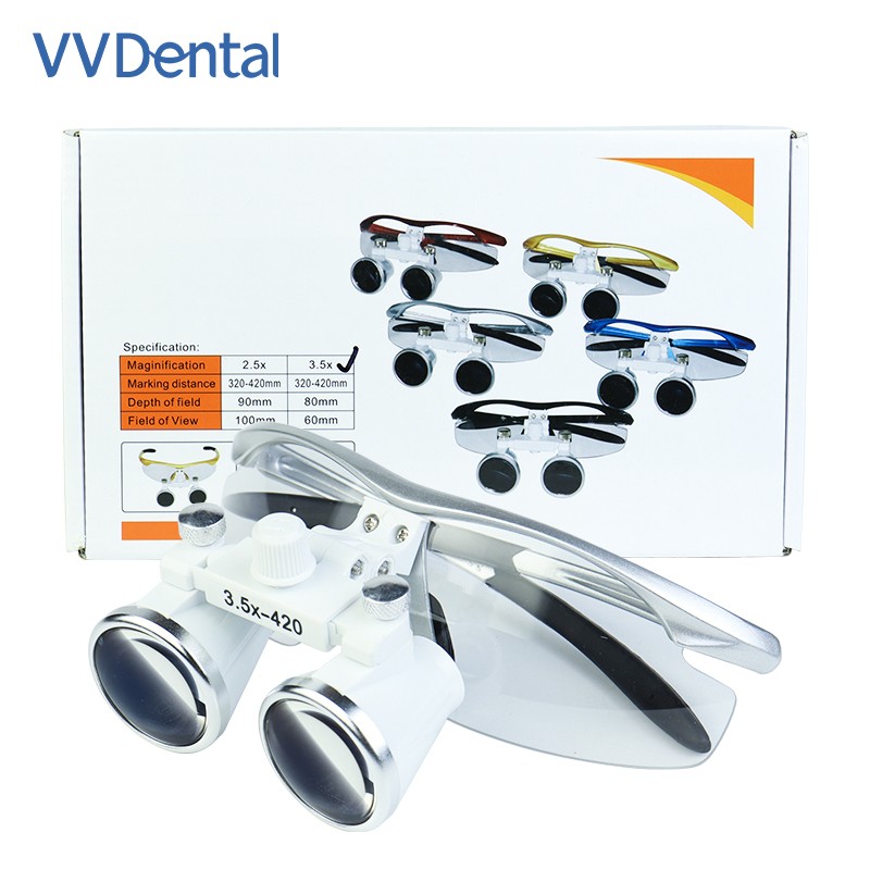 2.5X 3.5X Dentist Loupes Dental Binocular Glass Magnifier with 3W Led Light