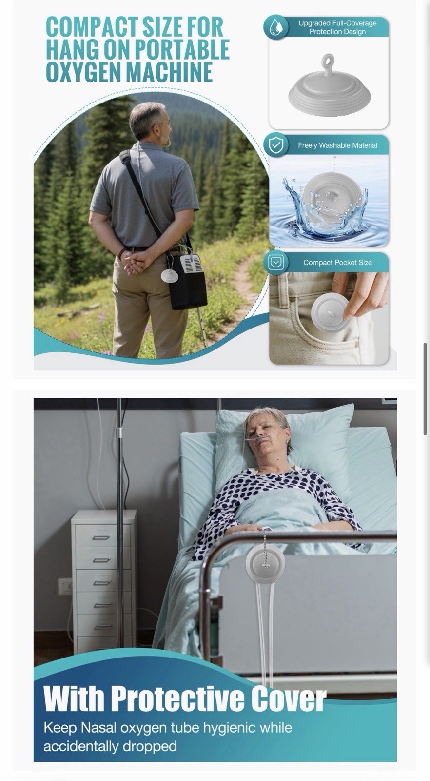 Anglechic 5 Pack 4ft Oxygen Nasal Cannula Set with Protective Cover